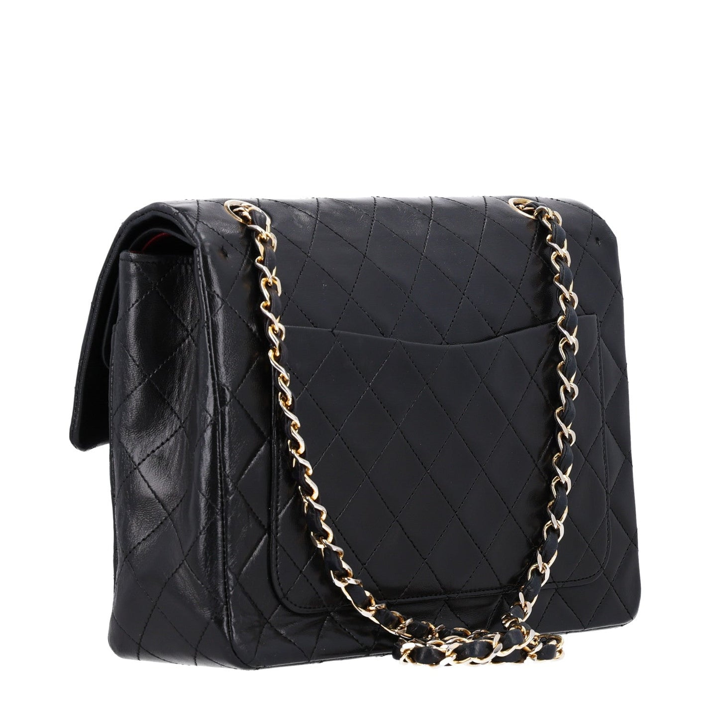 Lambskin Quilted Medium Double Flap Black
