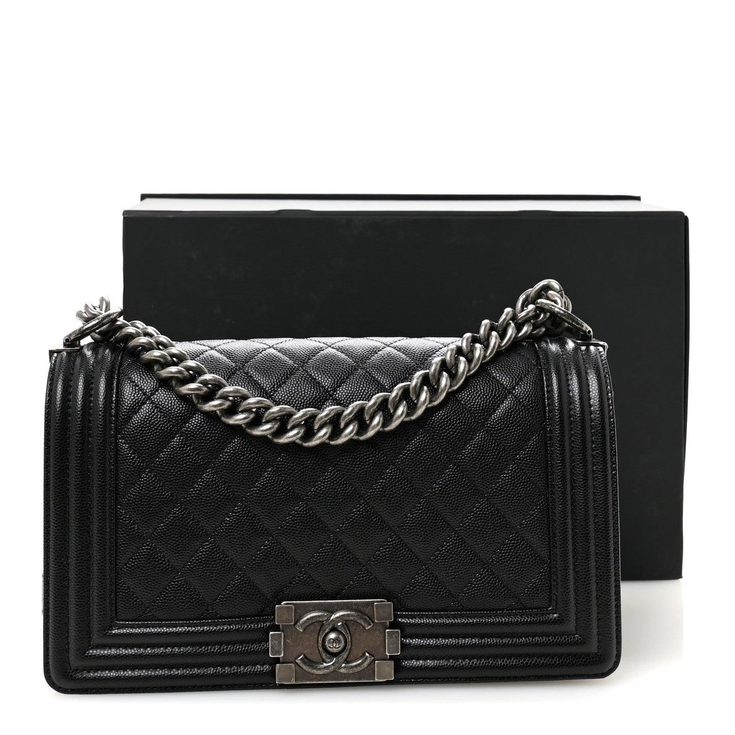 Caviar Quilted Medium Boy Flap Black