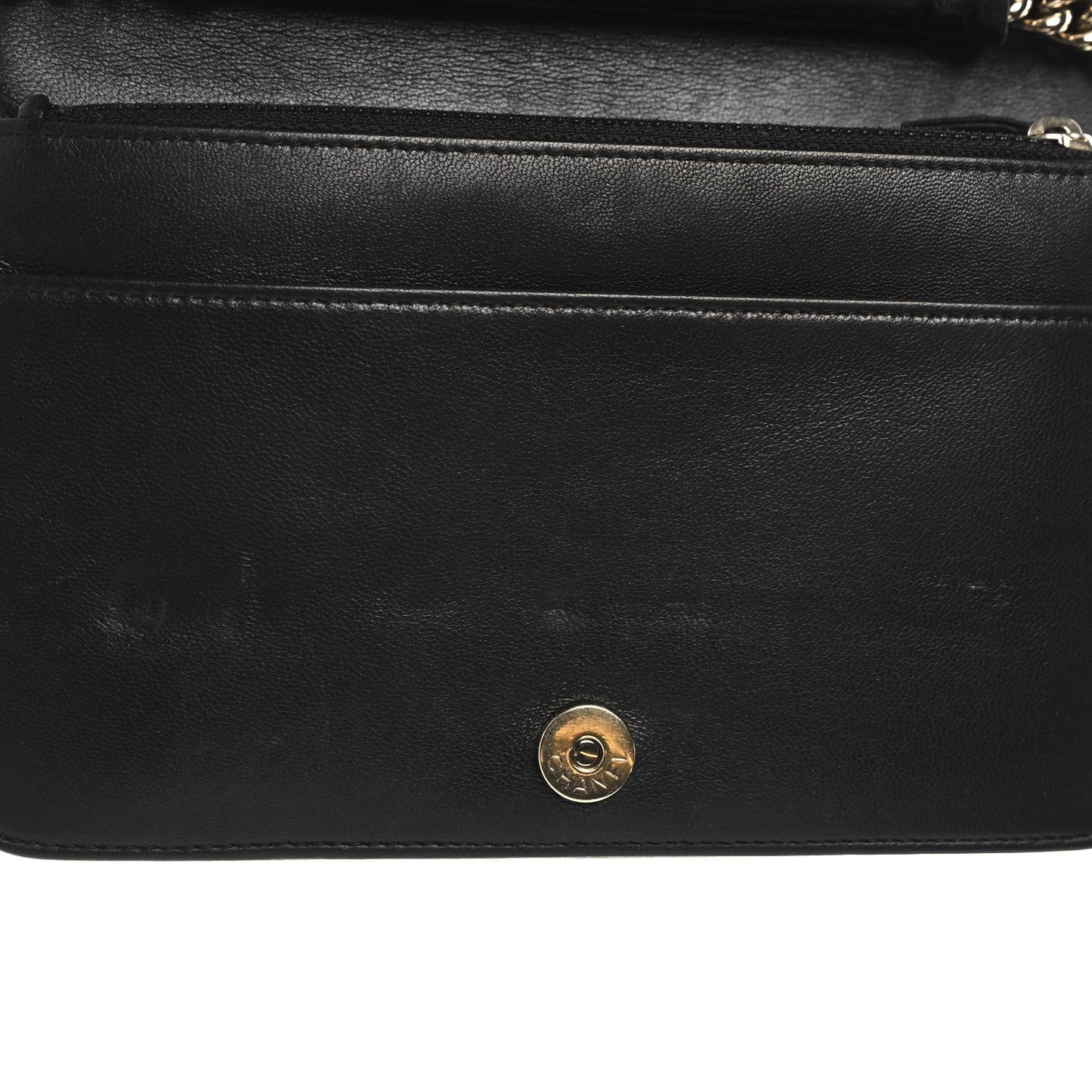 LAmbskin Chevron Boy Wallet On Chain WOC Black