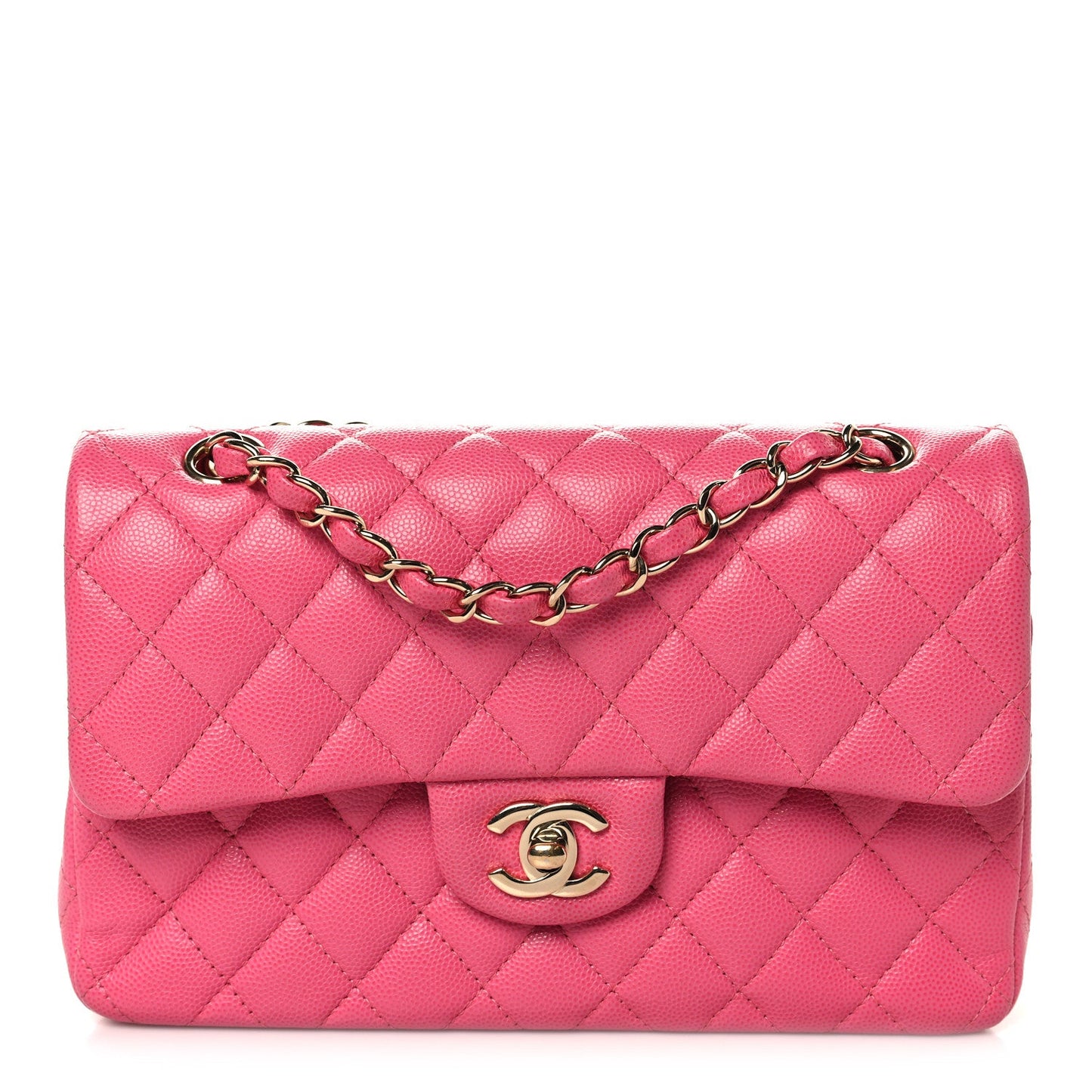 Caviar Quilted Small Double Flap Pink
