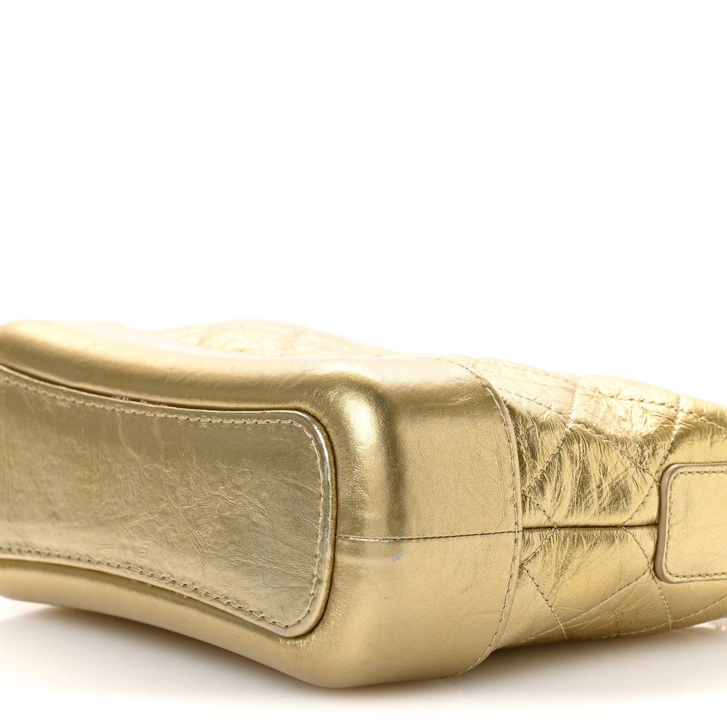 Metallic Aged Calfskin Quilted Small Gabrielle Hobo Gold