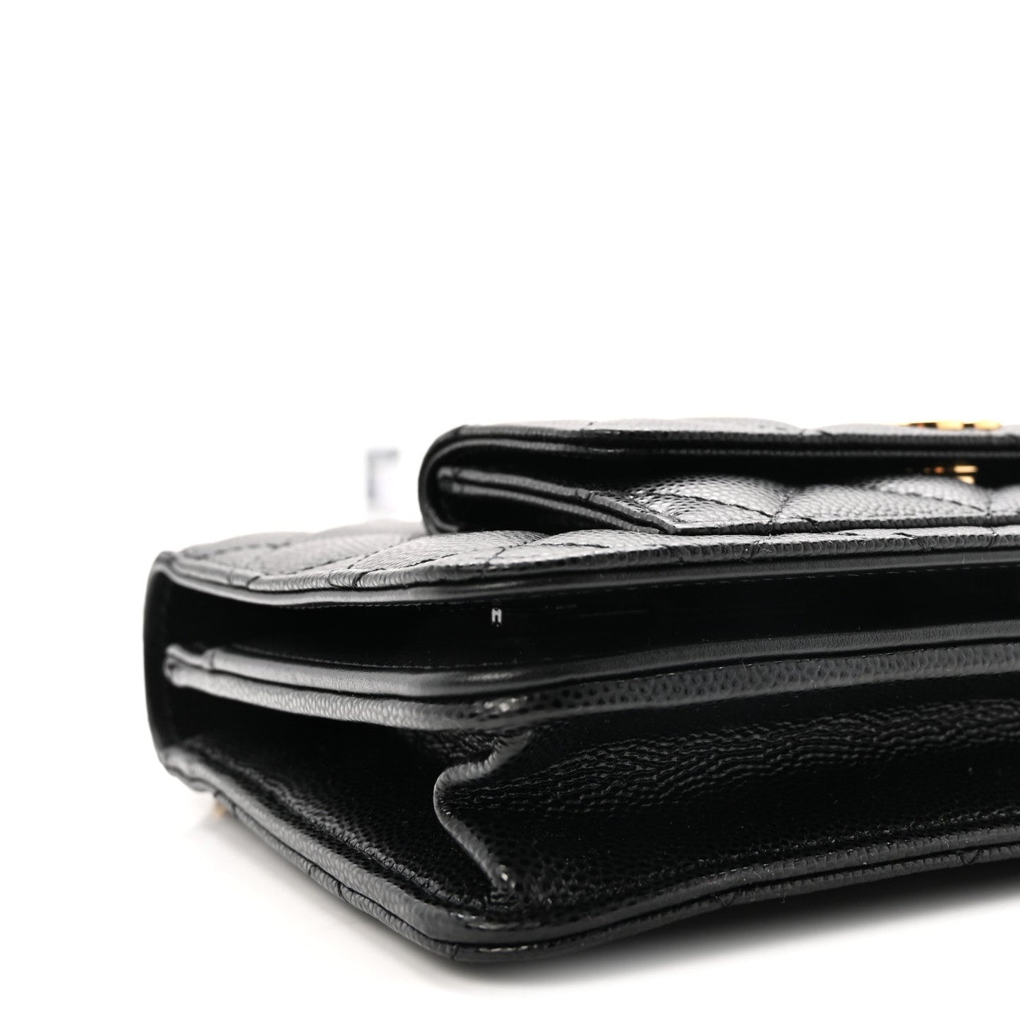 Caviar Quilted Pocket Twins Clutch With Chain Black