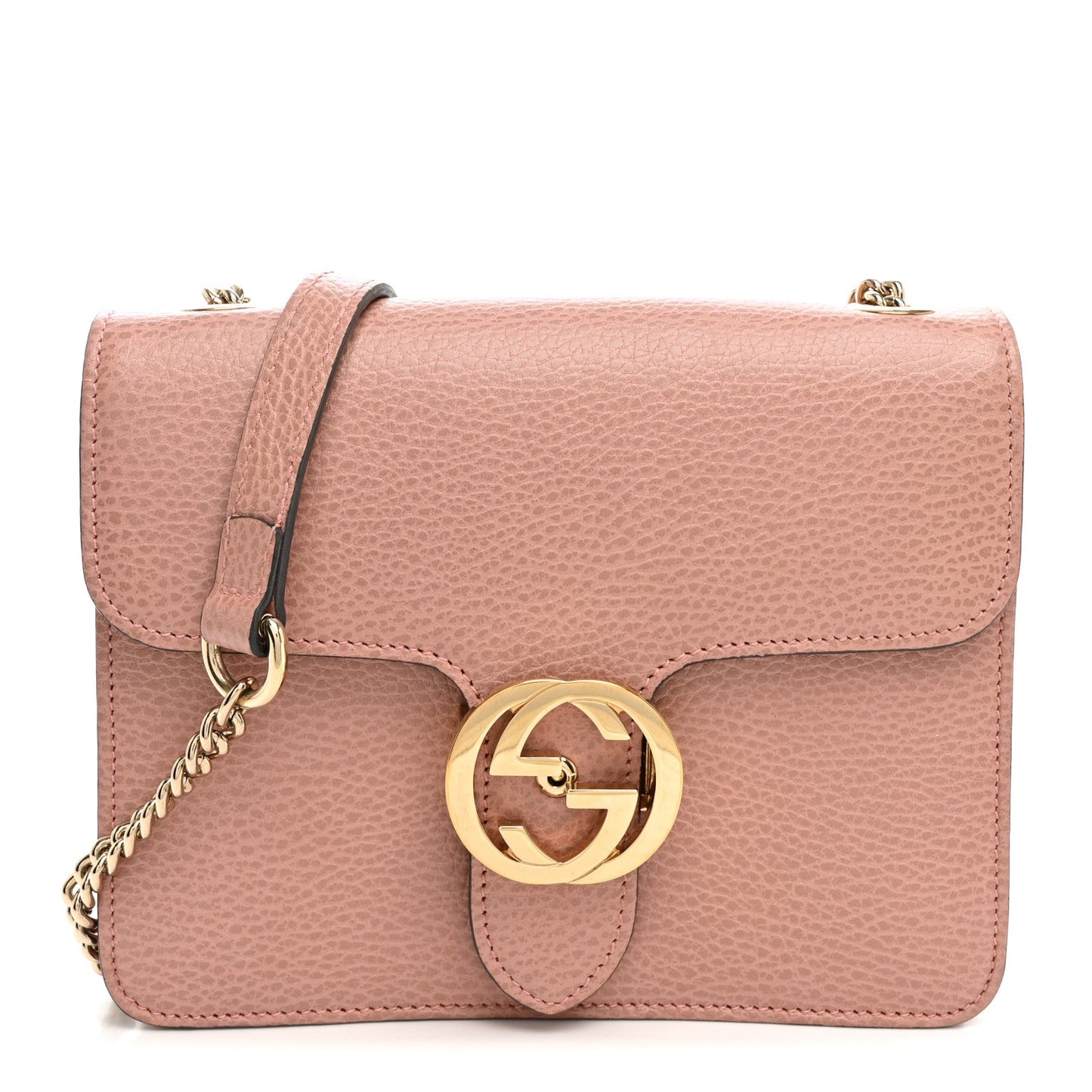 Dollar Calfskin Small Interlocking G Shoulder Bag Soft Pink