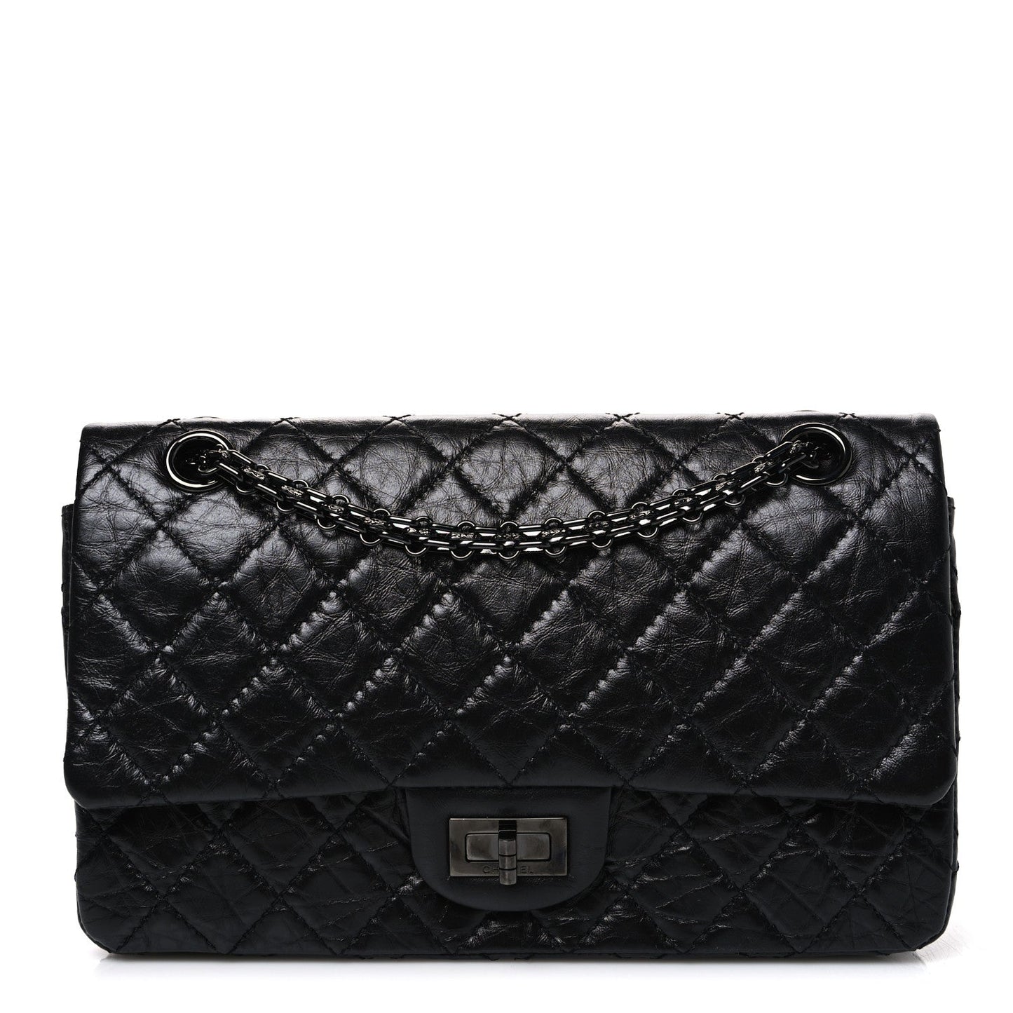 Aged Calfskin Quilted 2.55 Reissue 225 Flap  So Black