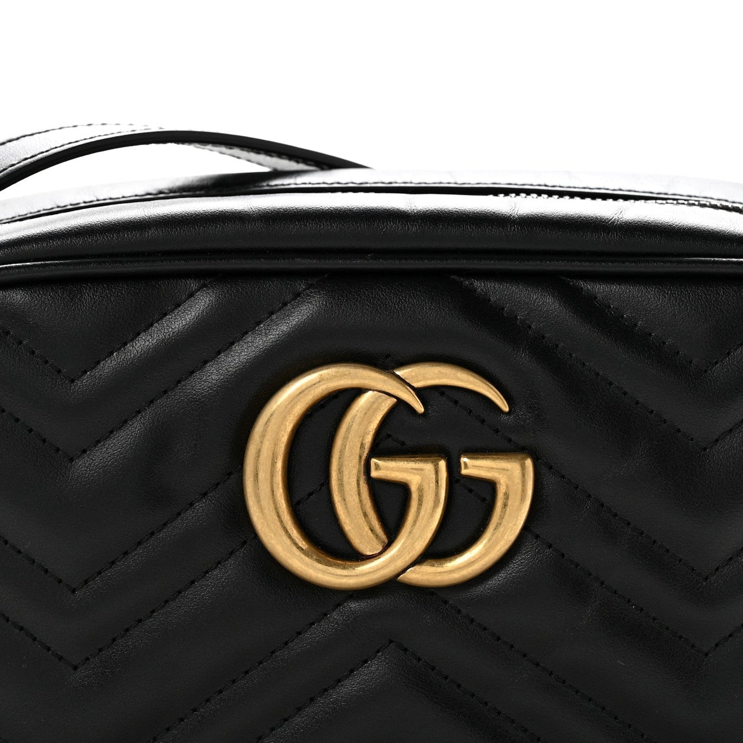 Calfskin Matelasse Small GG Marmont Chain Shoulder Bag Black