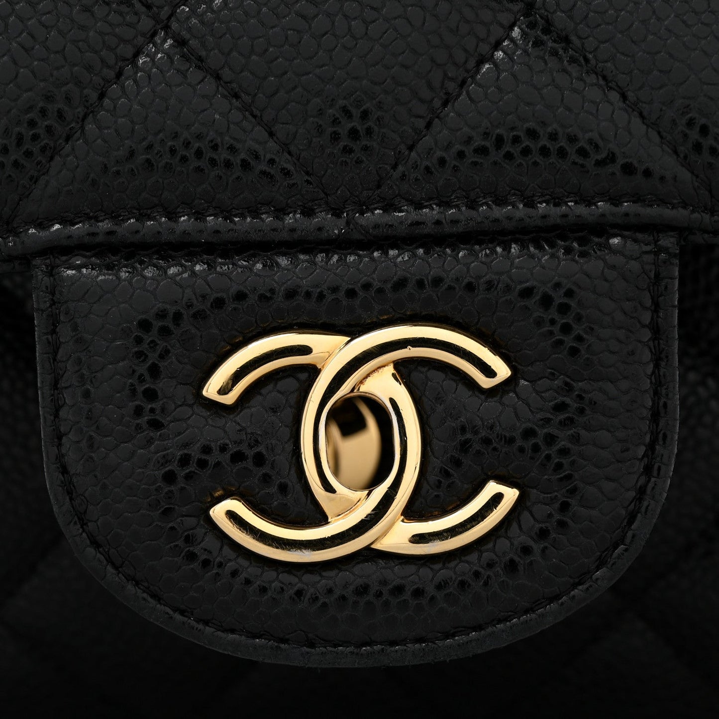 Caviar Quilted Jumbo Double Flap Black