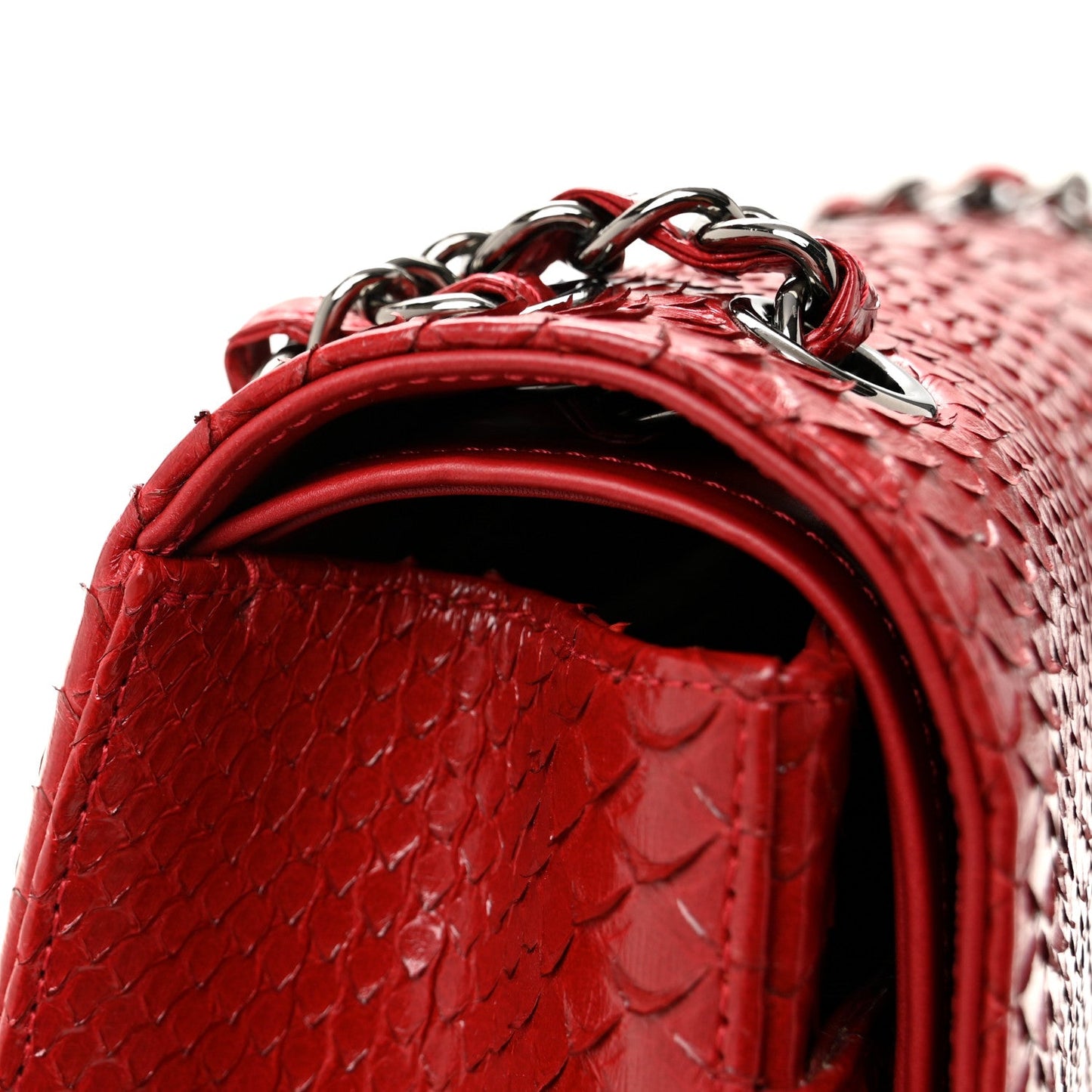 Snakeskin Jumbo Double Flap Red