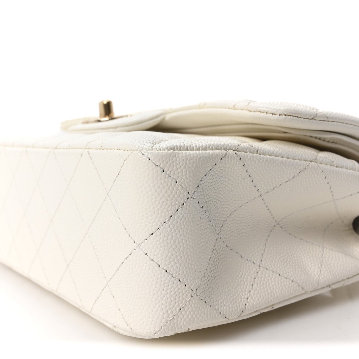 Caviar Quilted Small Double Flap White