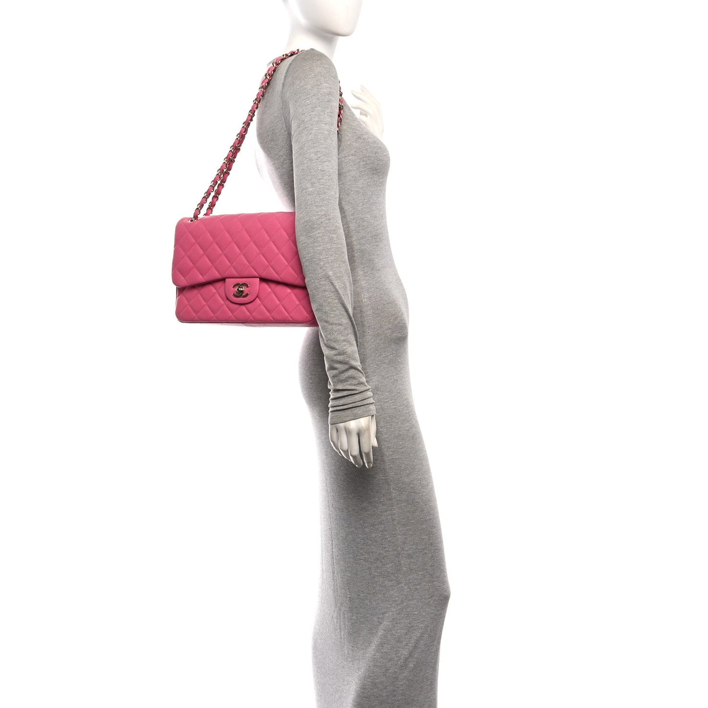 Caviar Quilted Jumbo Double Flap Pink