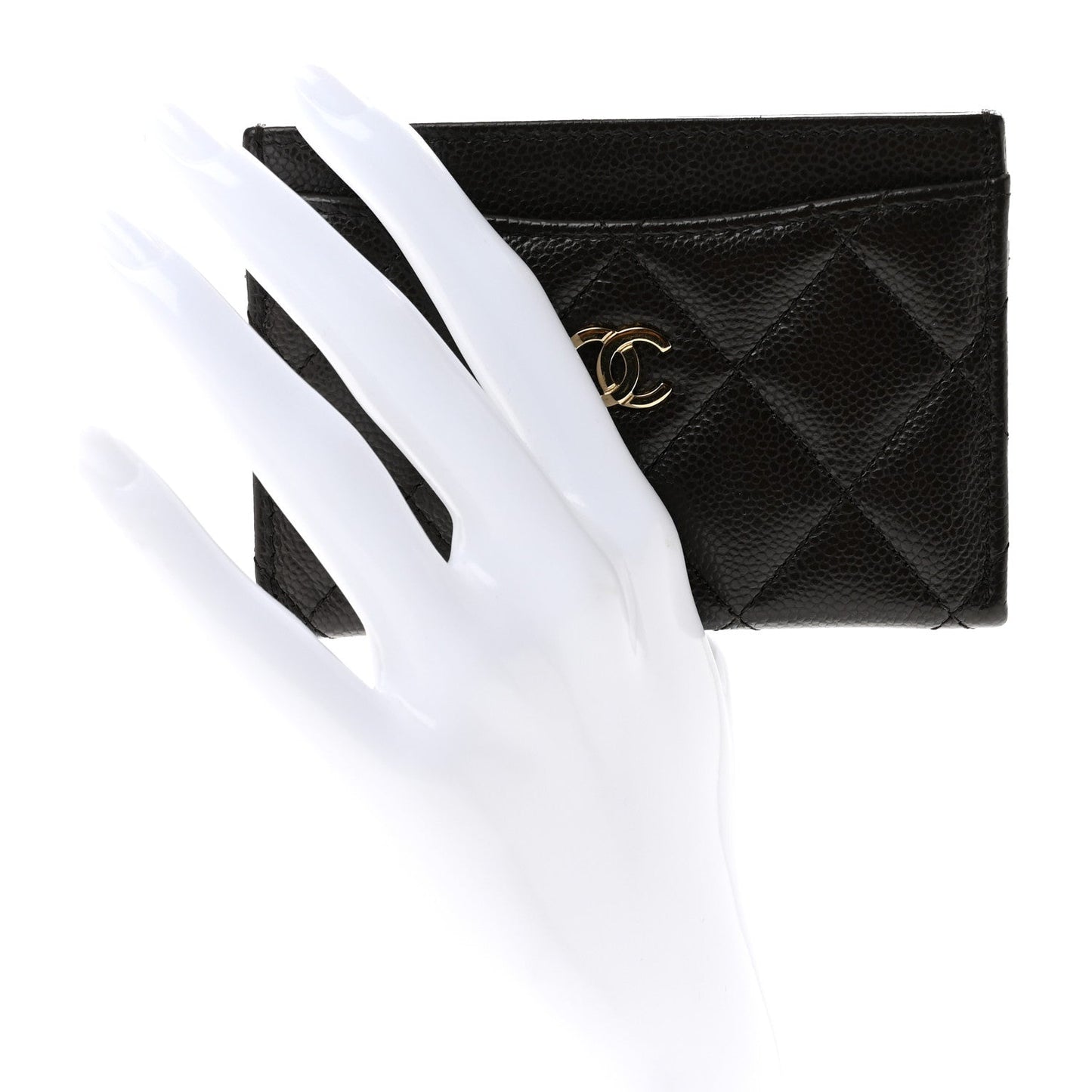 Caviar Quilted Card Holder Dark Brown