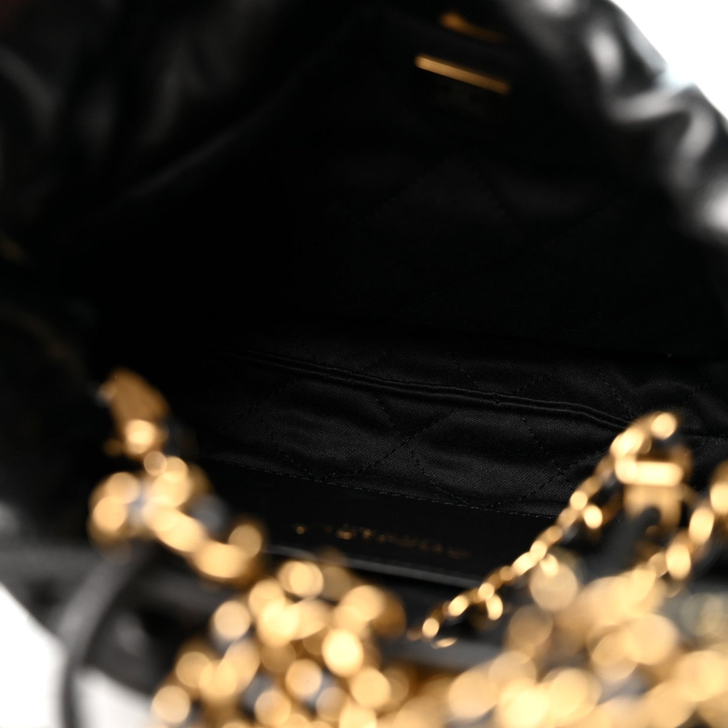 Shiny Calfskin Quilted Mini Chanel 22 Black