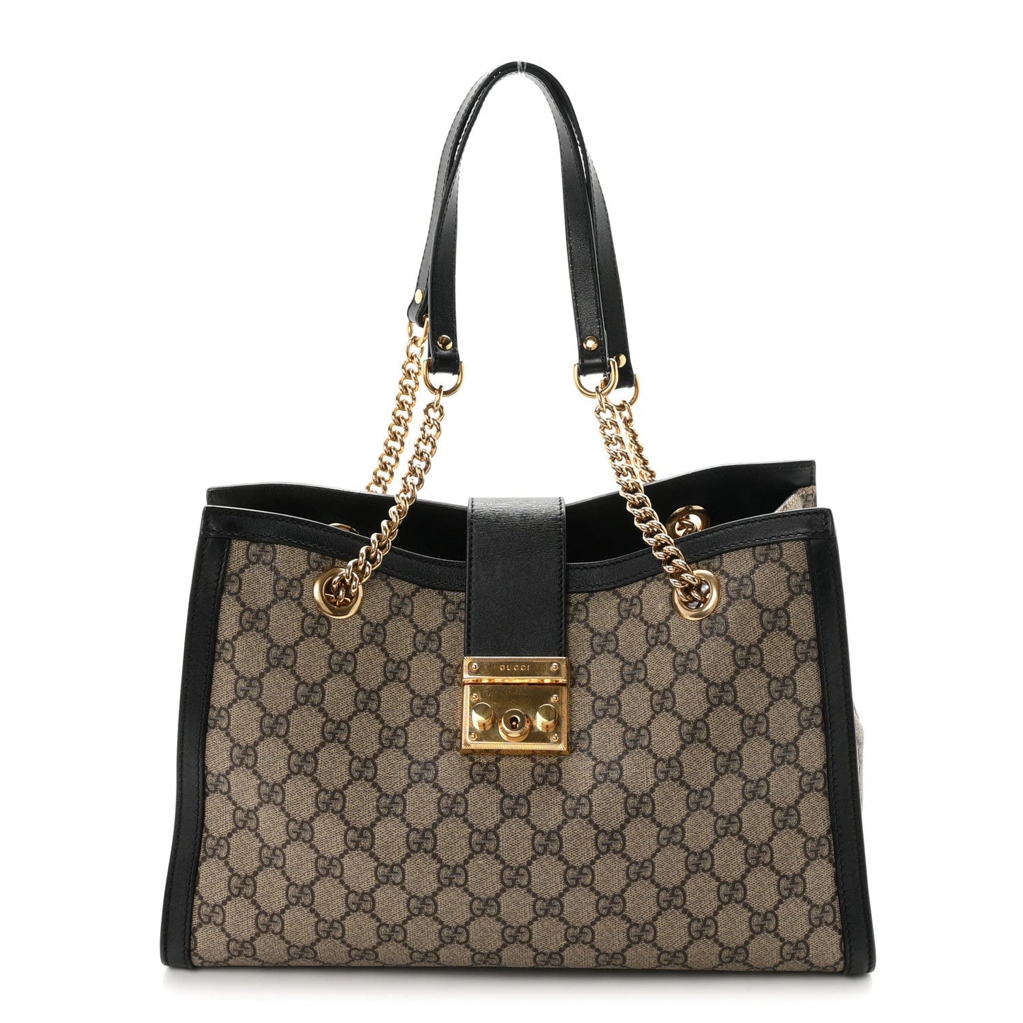GG Supreme Monogram Medium Padlock Tote Black