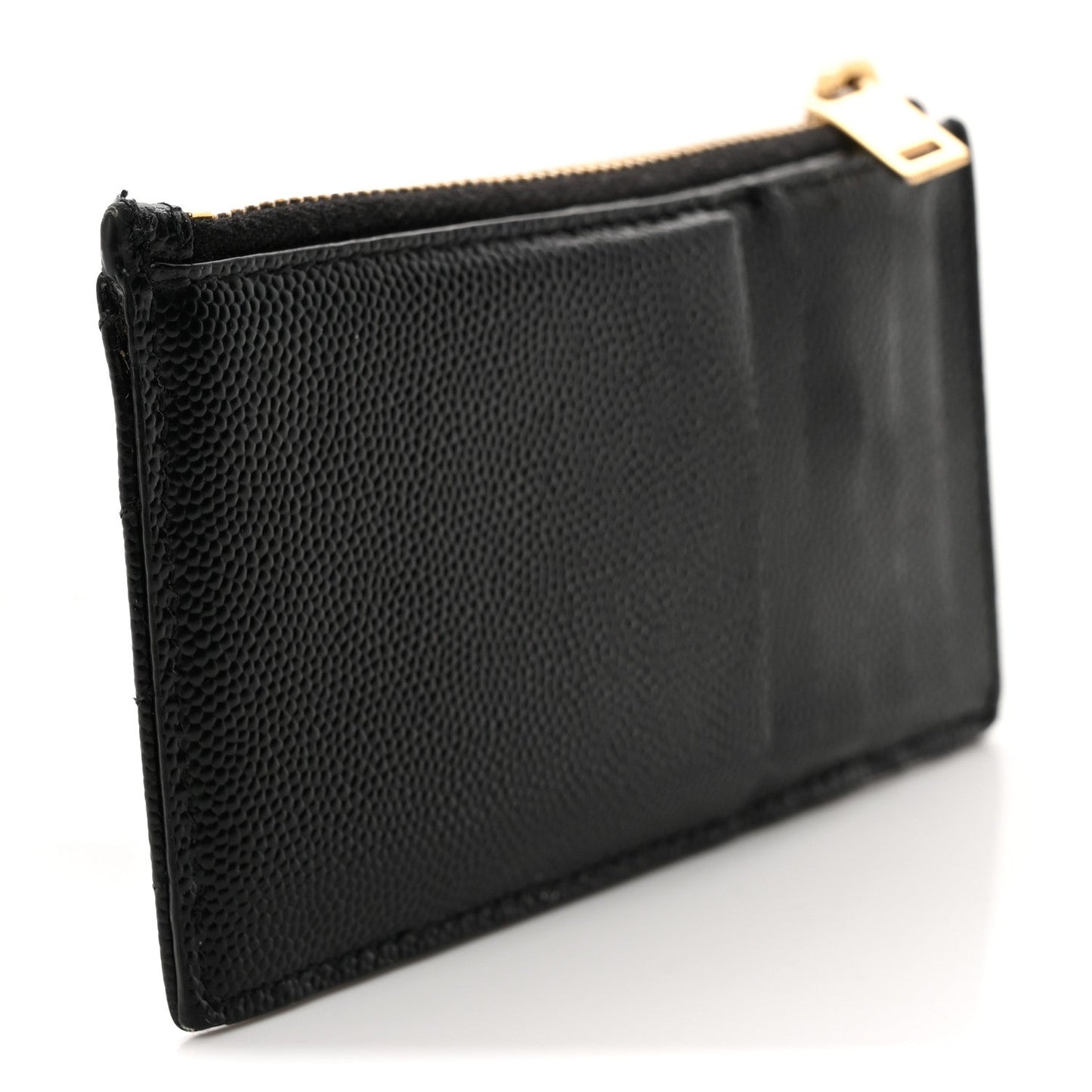 Grain De Poudre Matelasse Chevron Monogram Fragments Zippered Card Case Black
