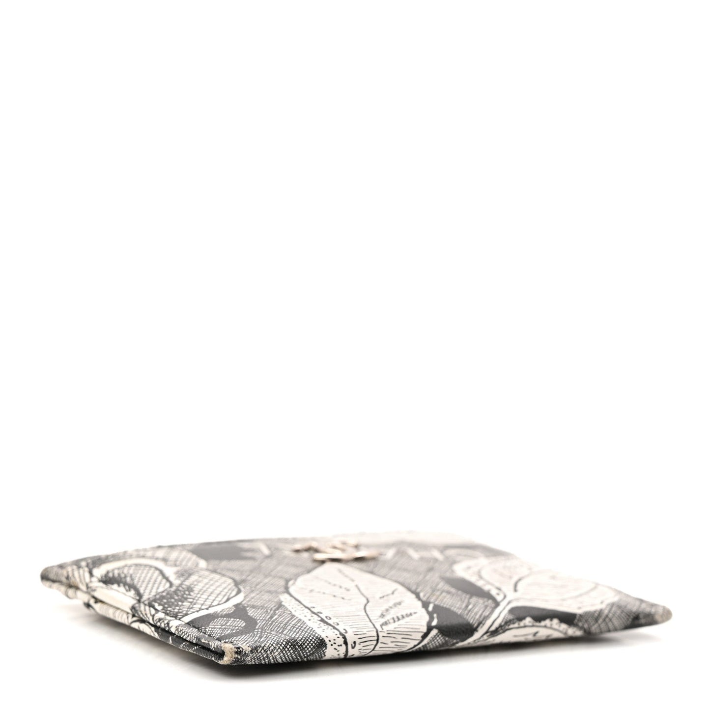 Coated Canvas Lambskin Quilted Camellia Card Holder Black White