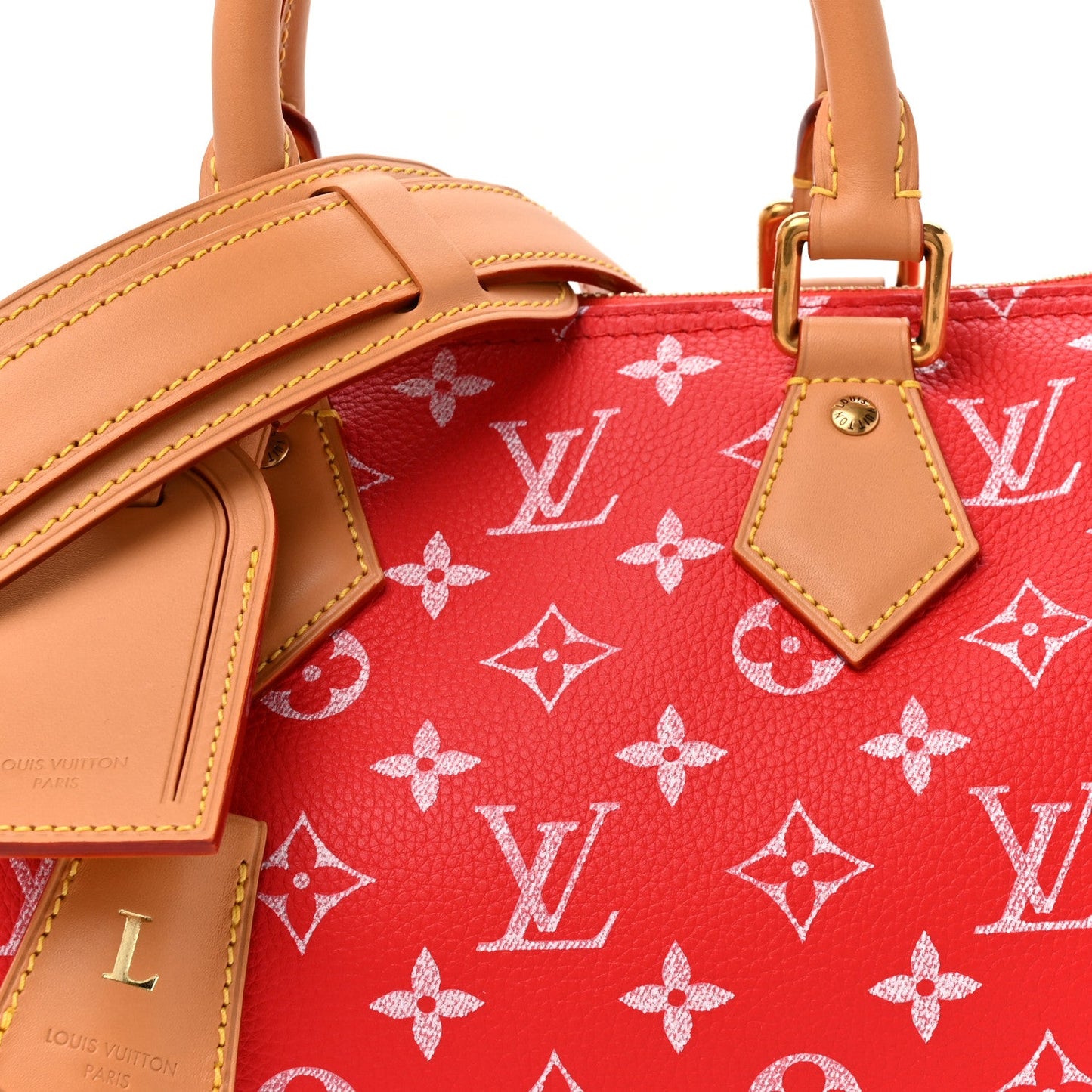 Soft Calfskin Monogram Speedy P9 Bandouliere 25 Red
