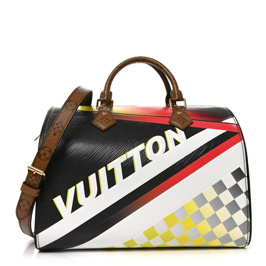 Epi Reverse Monogram Damier Race Speedy Bandouliere 30 Black Yellow