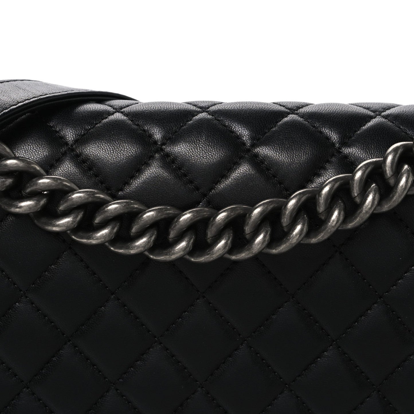 Lambskin Quilted Medium Boy Flap Black