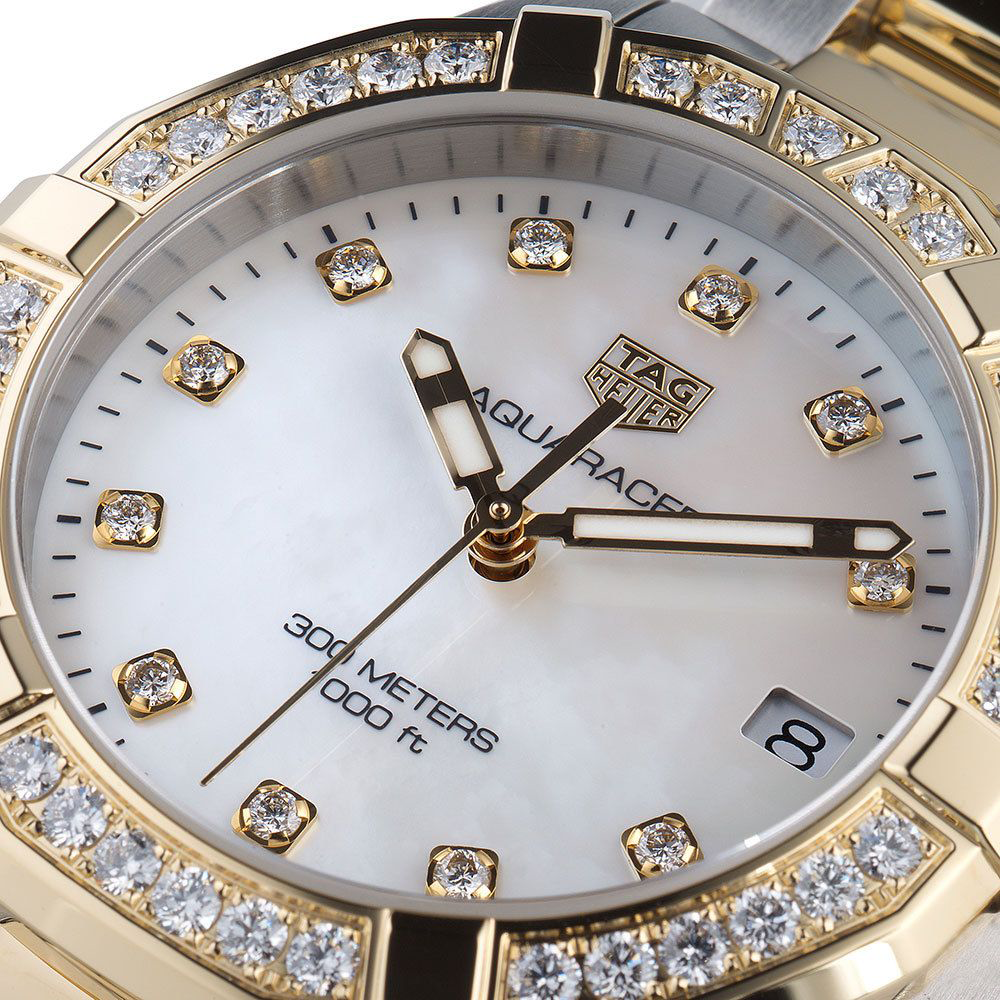 Tag Heuer Aquaracer Diamonds Mother of Pearl Dial Two Tone Steel Strap Watch for Women - WBD1323.BB0320