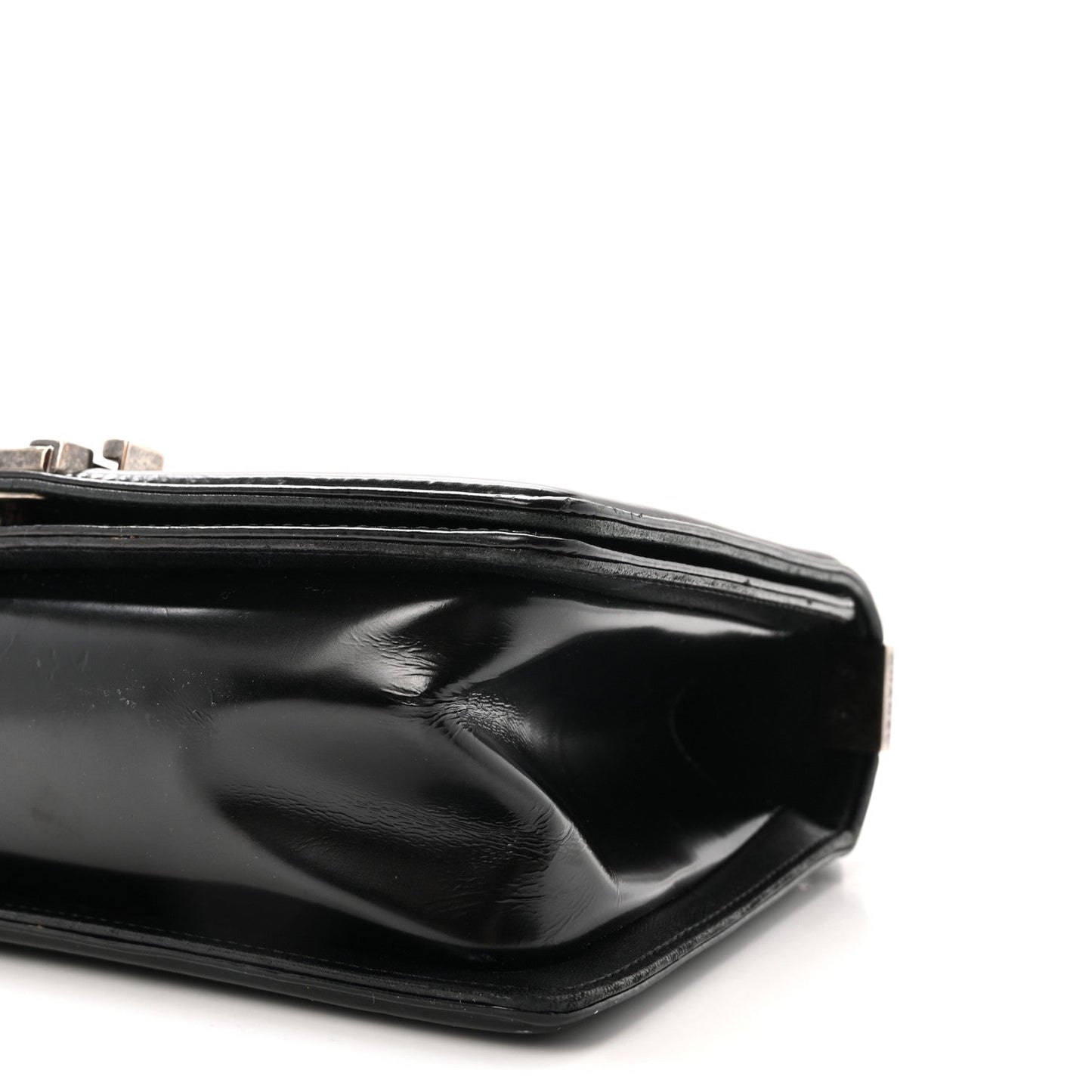 Glazed Calfskin Medium Boy Flap Black