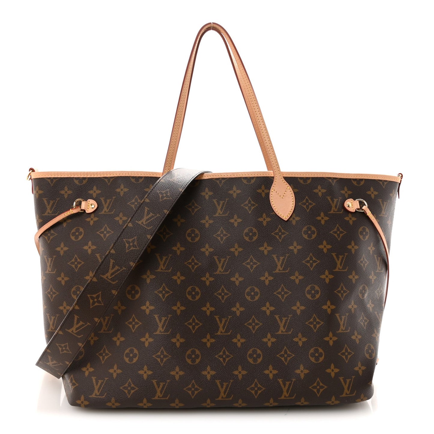 Monogram Stamped Inside Out Neverfull Bandouliere GM Beige