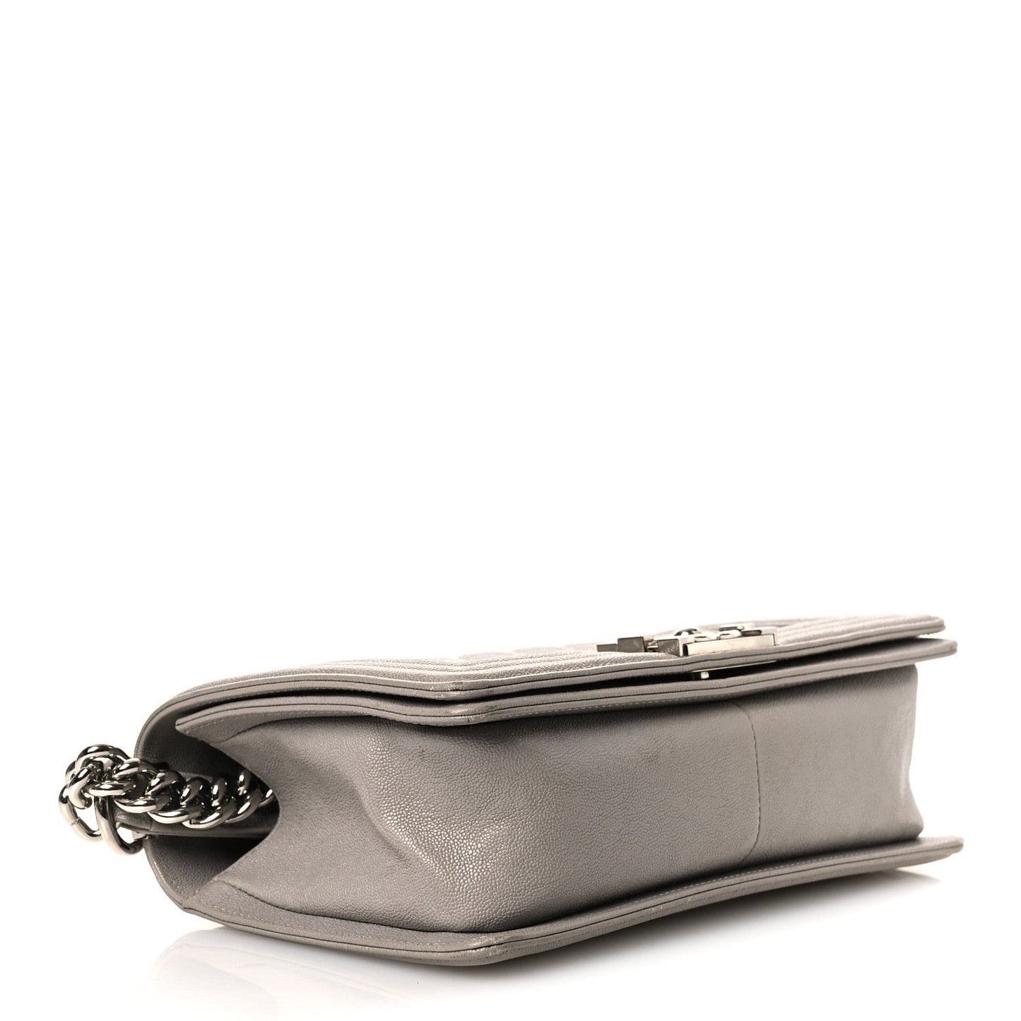 Caviar Quilted Medium Boy Flap Light Grey