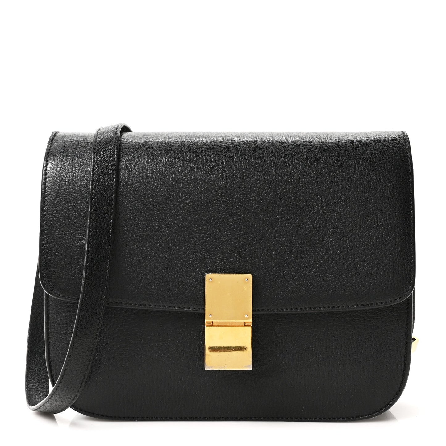 Goatskin Medium Classic Box Flap Bag Black