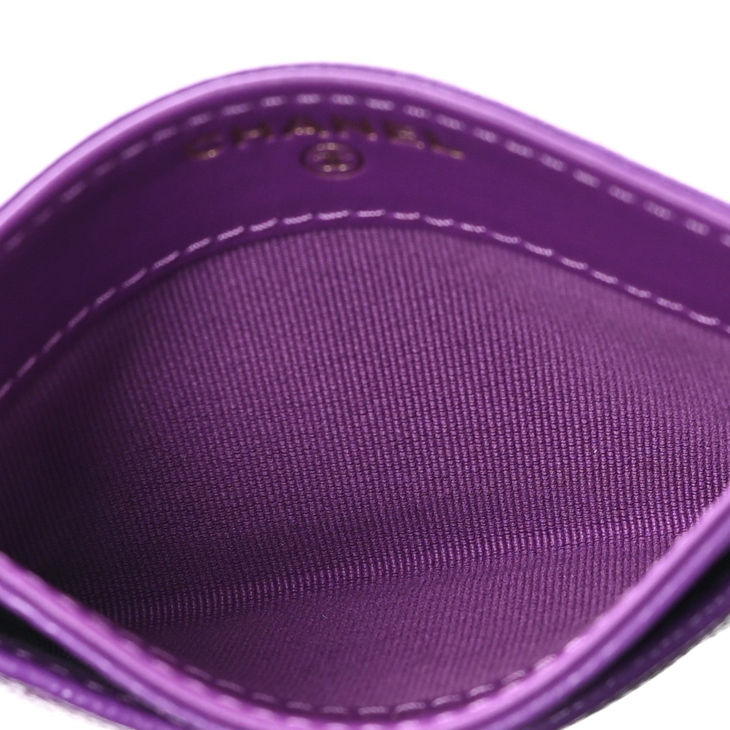 Caviar Quilted Card Holder Purple