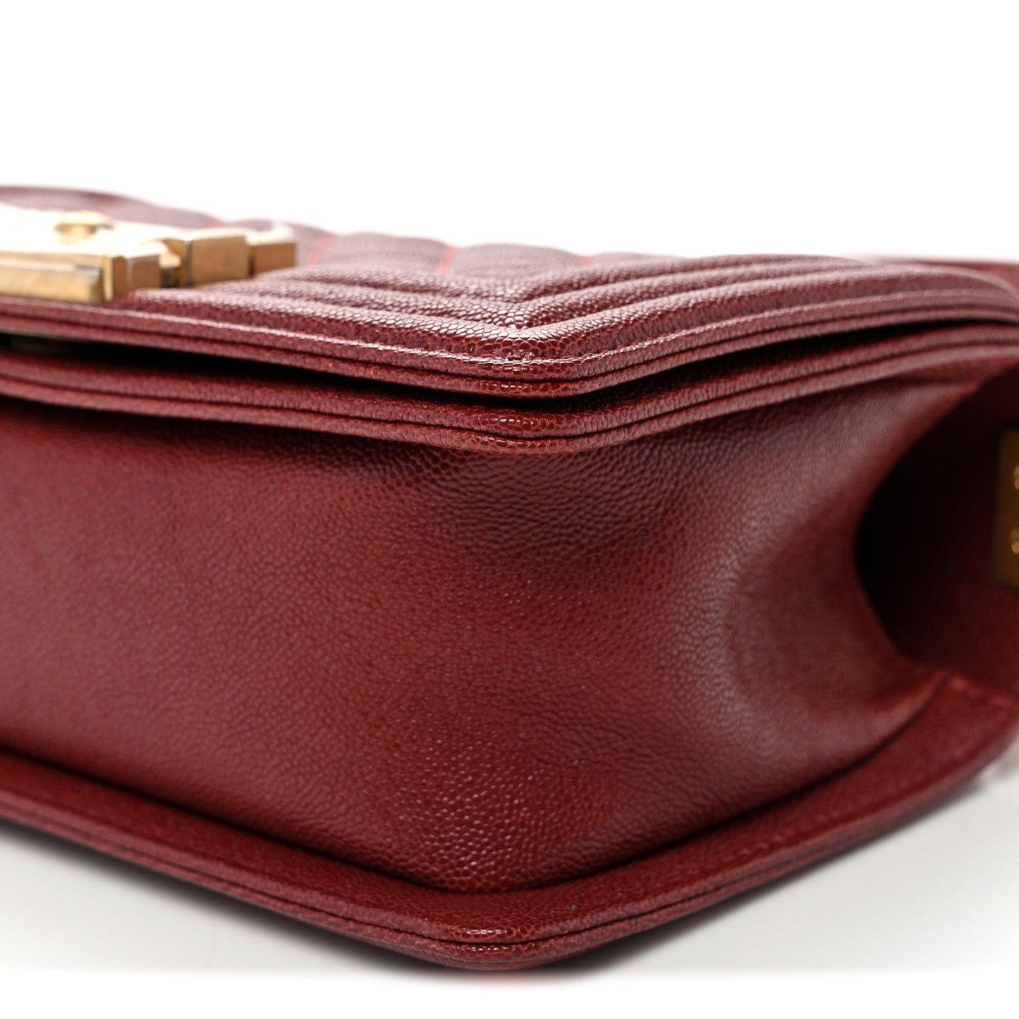 Caviar Quilted Small Boy Flap Burgundy