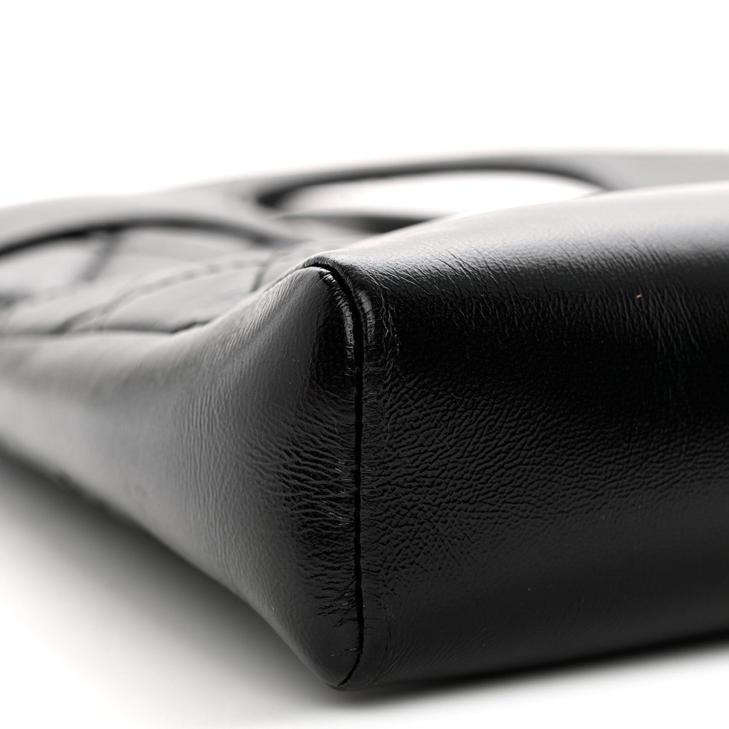 Shiny Lambskin Quilted Mini 31 Shopping Bag Black