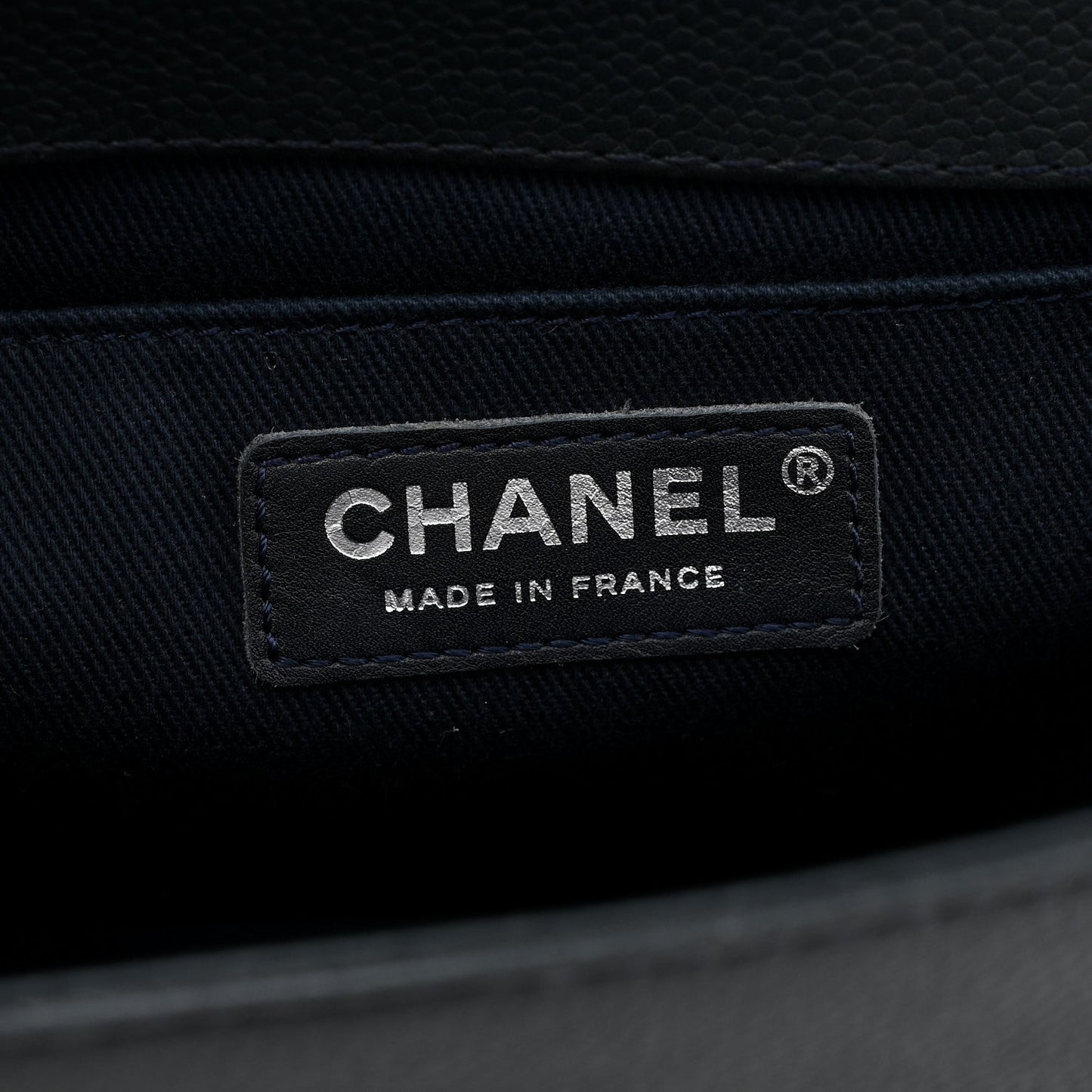 Caviar Stitched Medium Boy Flap Blue