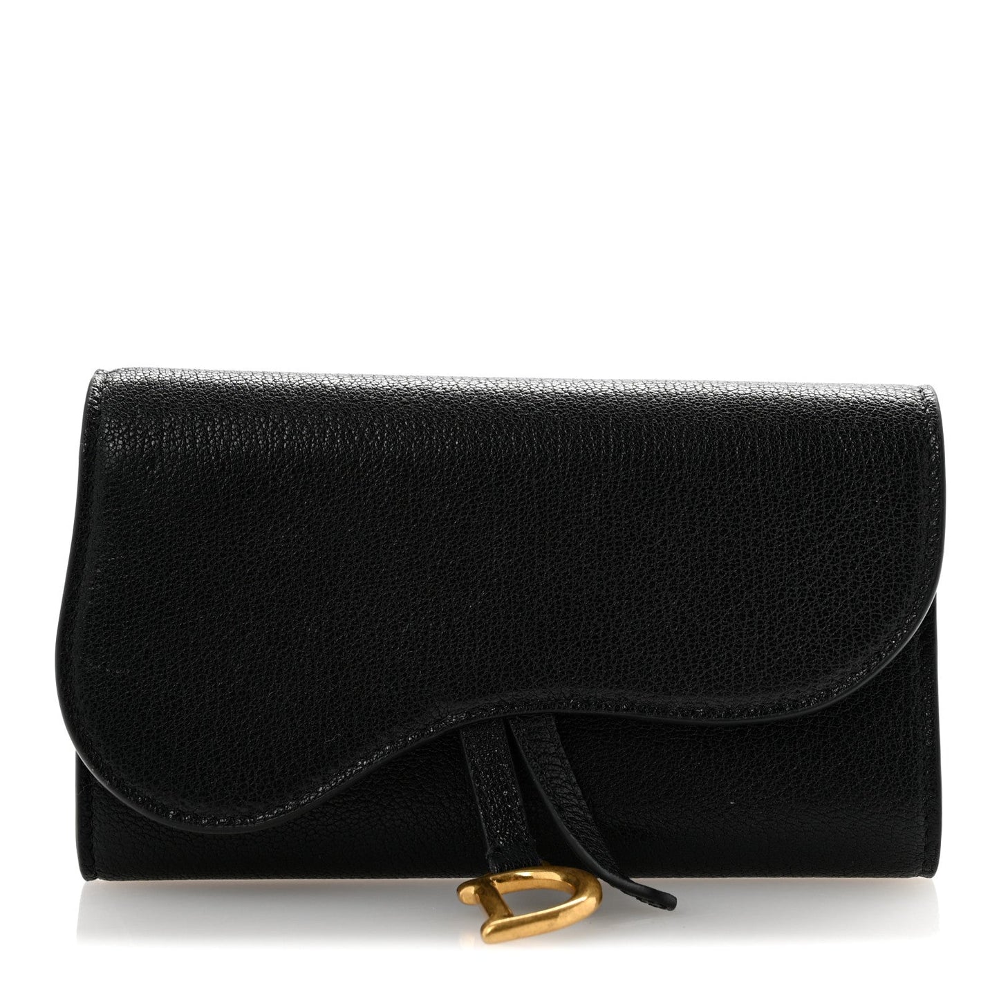Goatskin Saddle Long Wallet Black