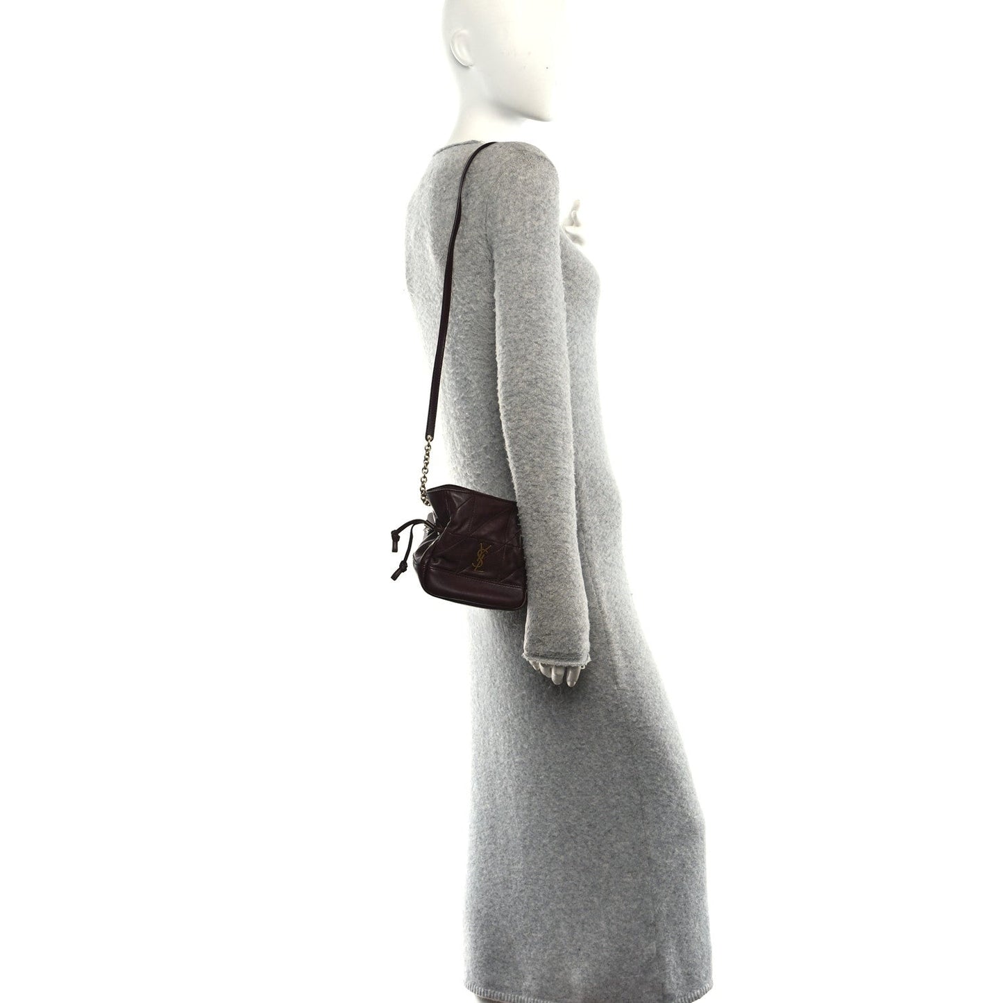 Lambskin Matelasse Monogram Mini Jamie Shoulder Pouch Rouge Cabernet