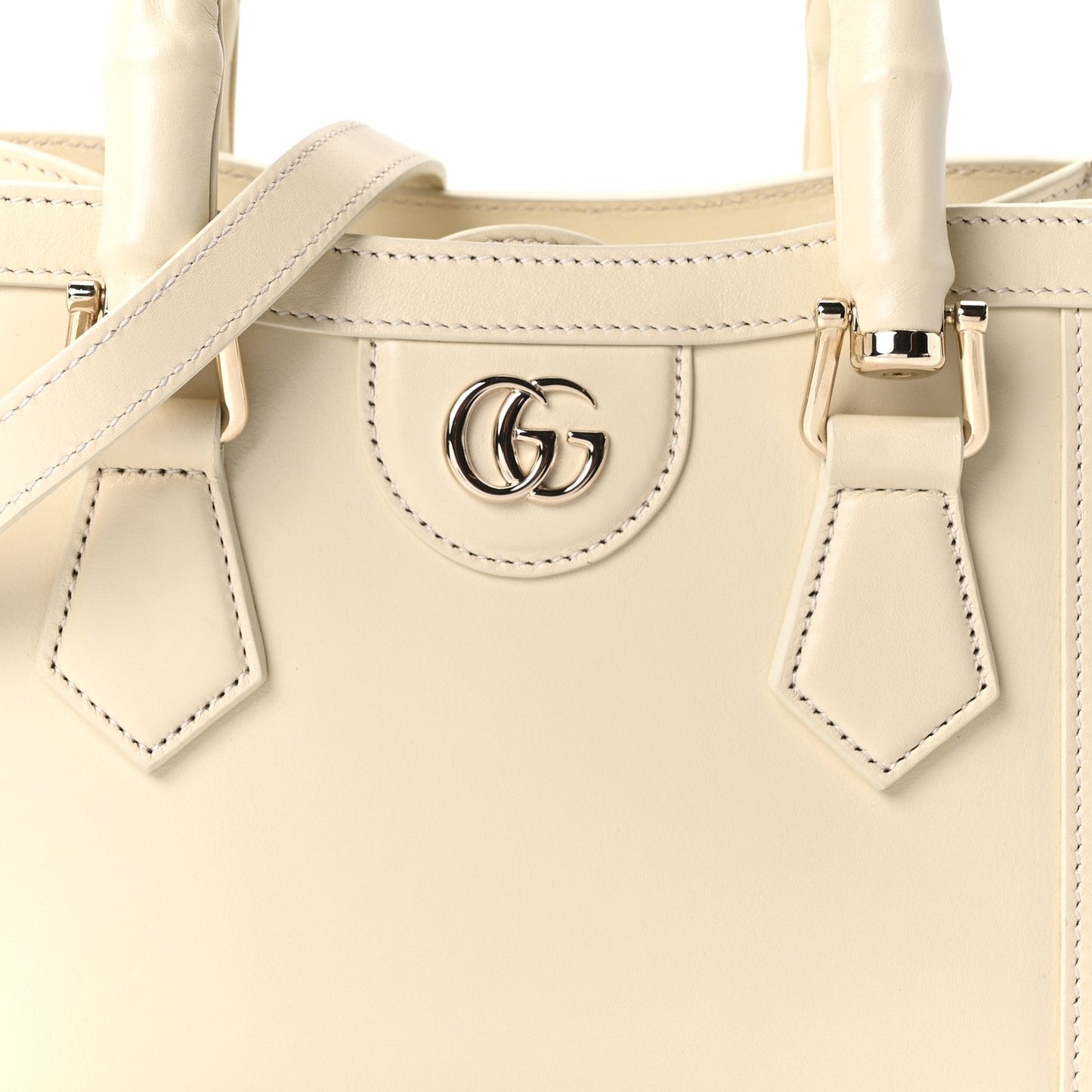 Sweetbread Calfskin Mini Diana Tote Bag New Ivoire