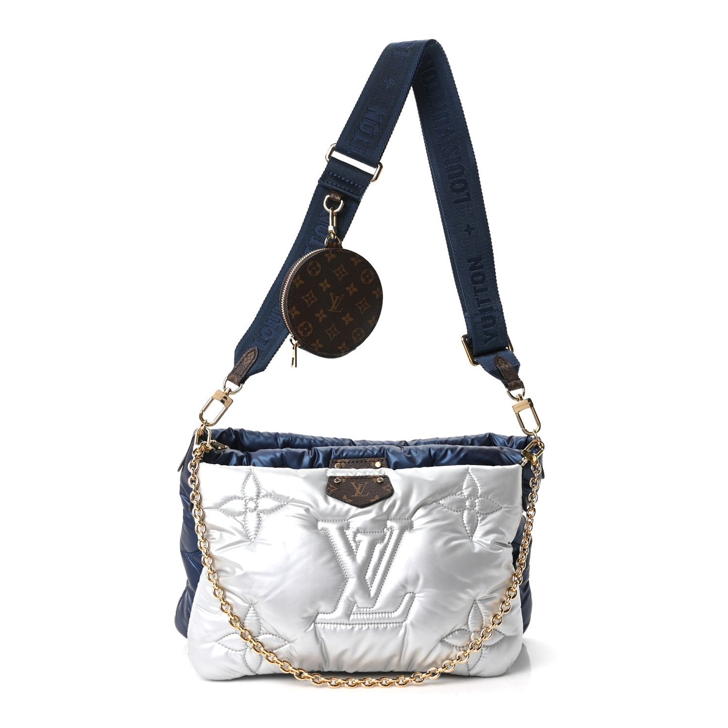 Econyl Monogram Pillow Maxi Multi Pochette Accessories Navy Silver