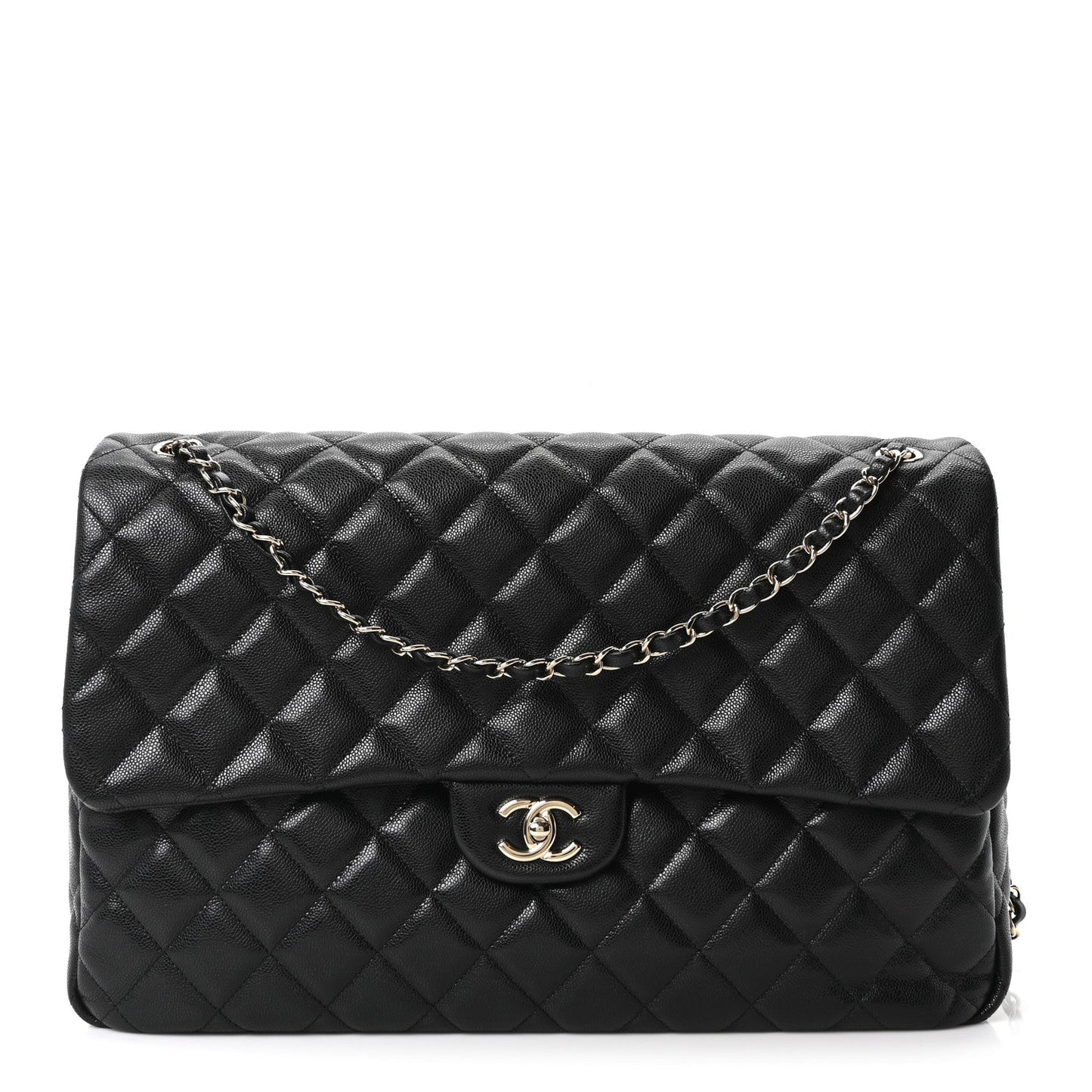 Caviar Quilted XXL Travel Flap Bag Black