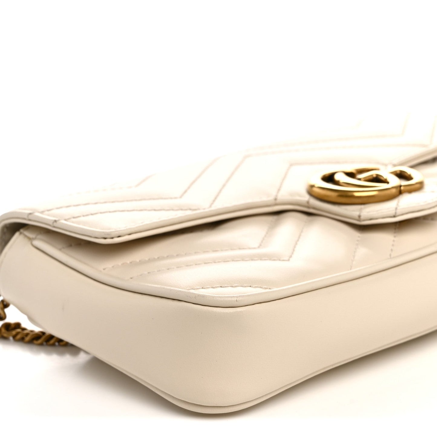 Calfskin Matelasse Mini GG Marmont Shoulder Bag With Card Holder White Black