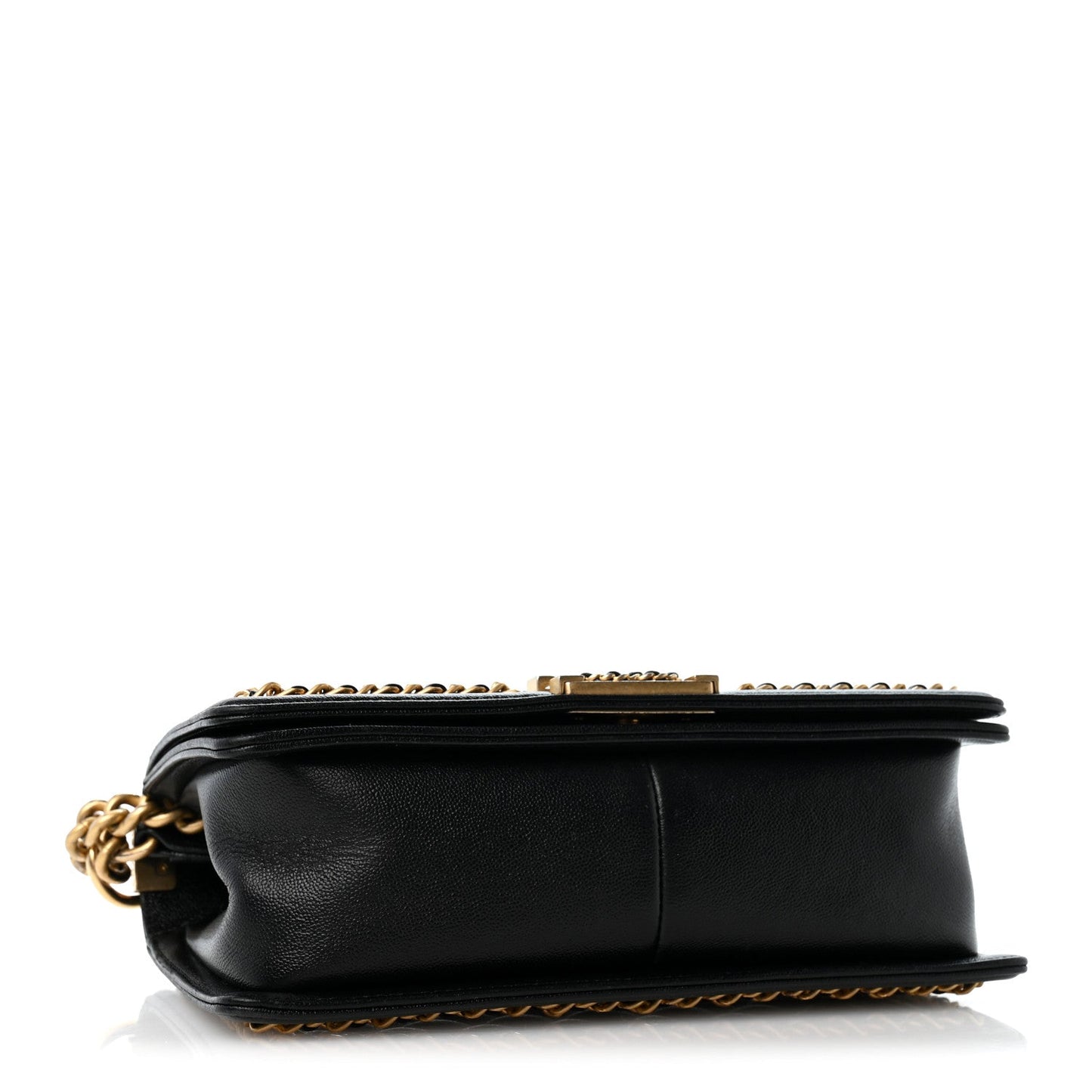 Caviar Quilted Medium Chain Around Boy Flap Black