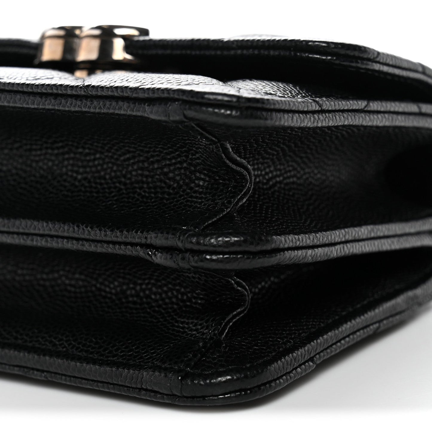 Caviar Quilted Enamel Top Handle Flap Clutch With Chain Black Clutch With Chain Black