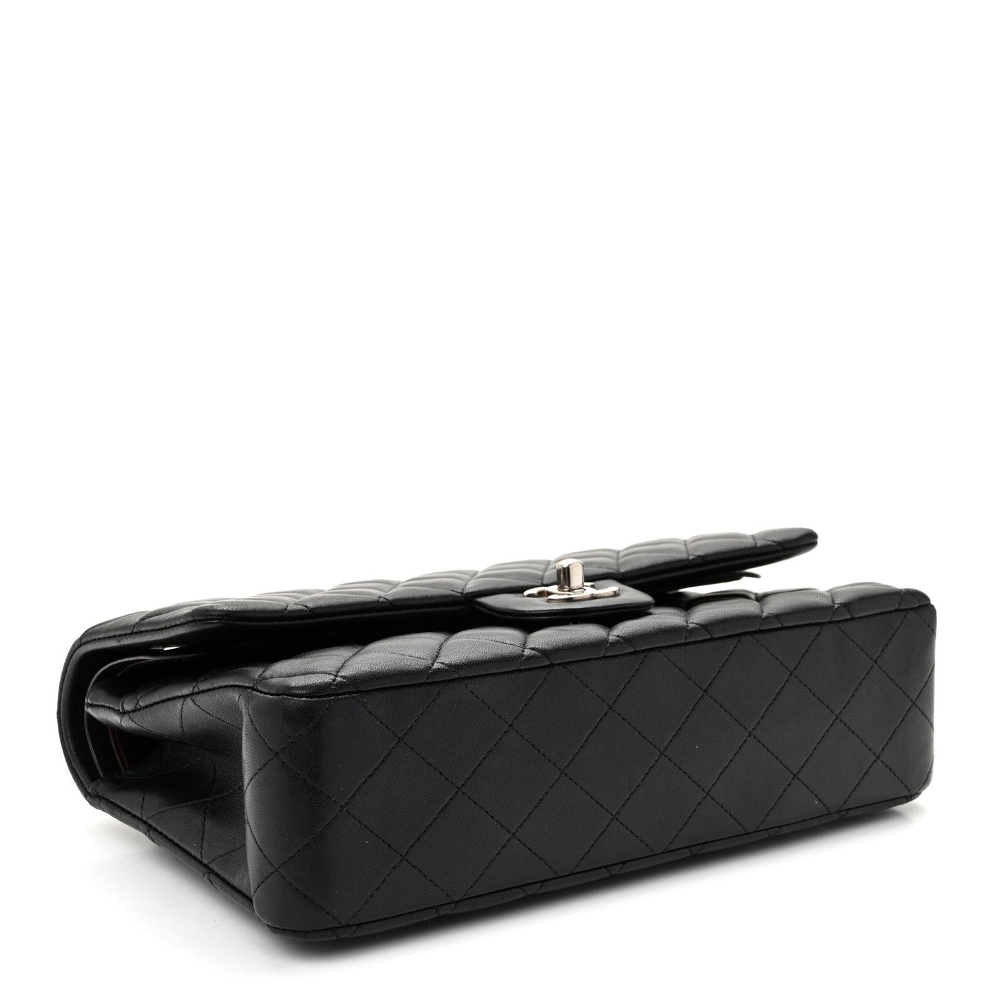 Lambskin Quilted Medium Double Flap  Black