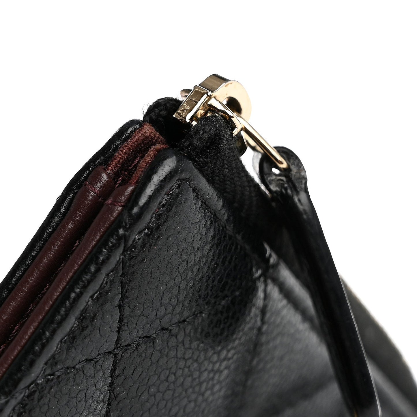 Caviar Quilted Zipped Key Holder Case Black