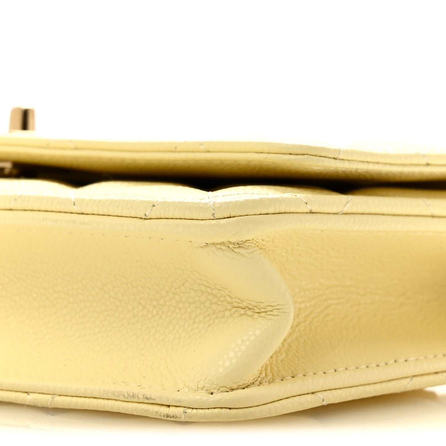 Caviar Quilted CC Turn Lock Wallet On Chain WOC Light Yellow