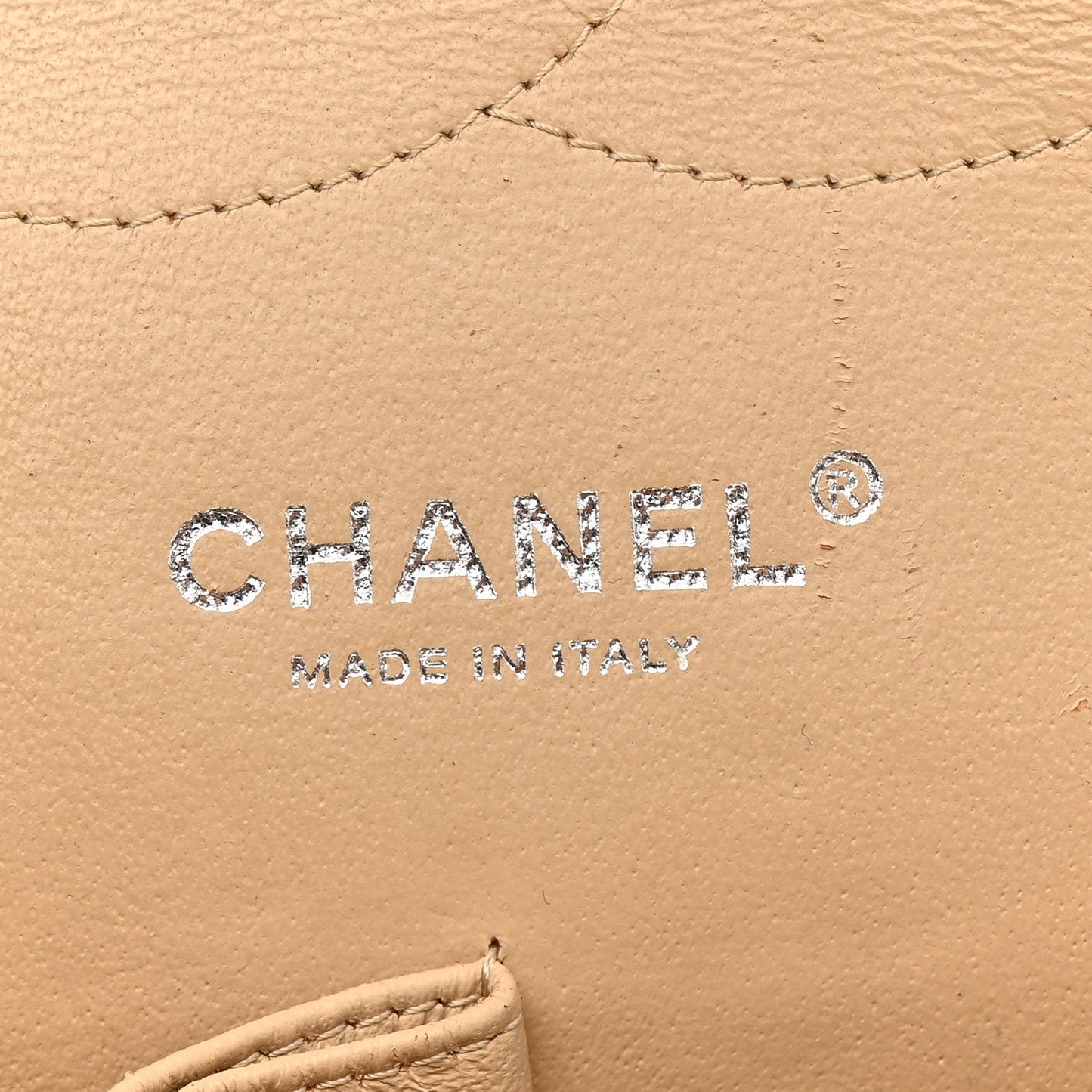 Caviar Quilted Jumbo Double Flap Light Beige