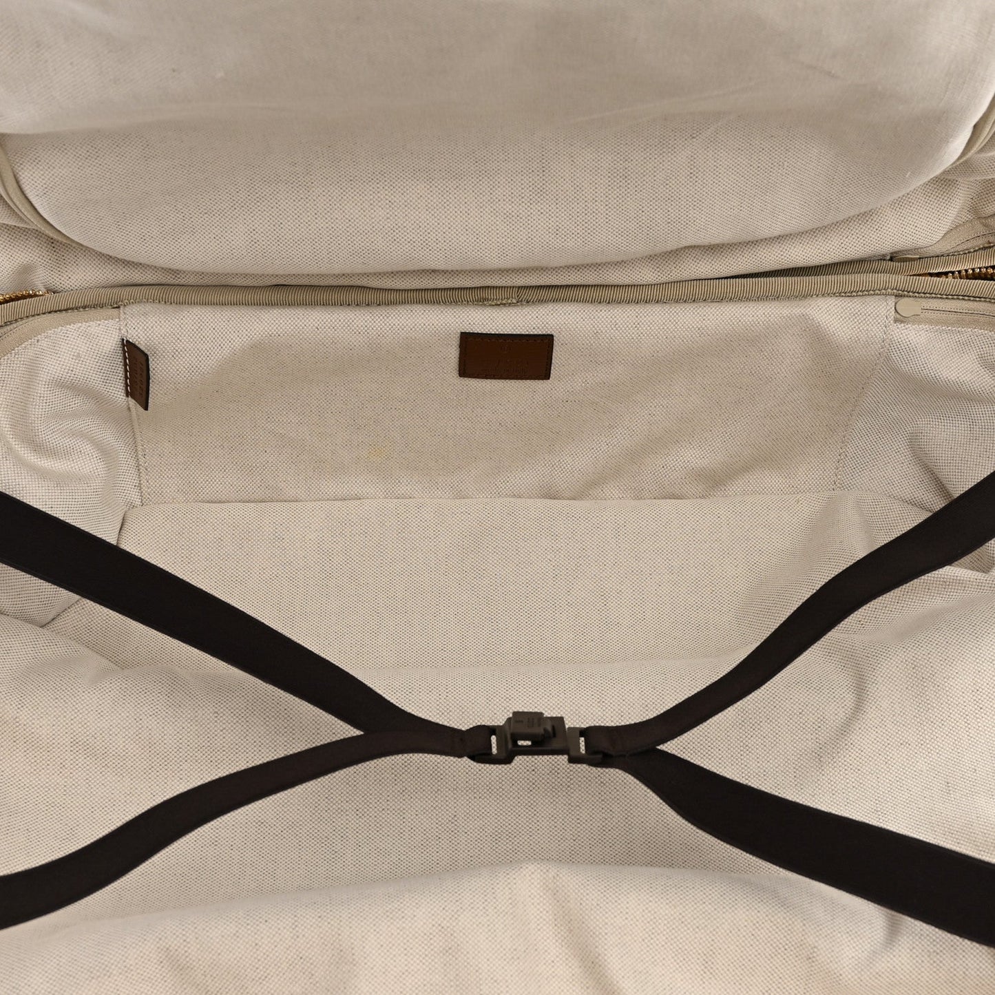 GG Supreme Monogram Azalea Calfskin Retro Interlocking G Small Savoy Cabin Trolley Beige Ebony Brown Sugar
