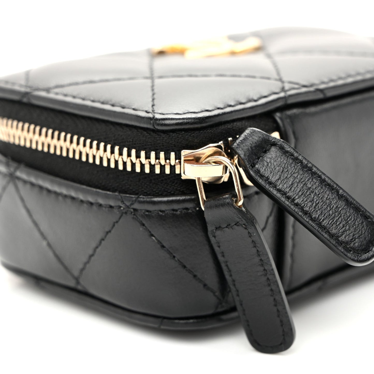 Lambskin Quilted Mini Lacquered Chain Clutch Black