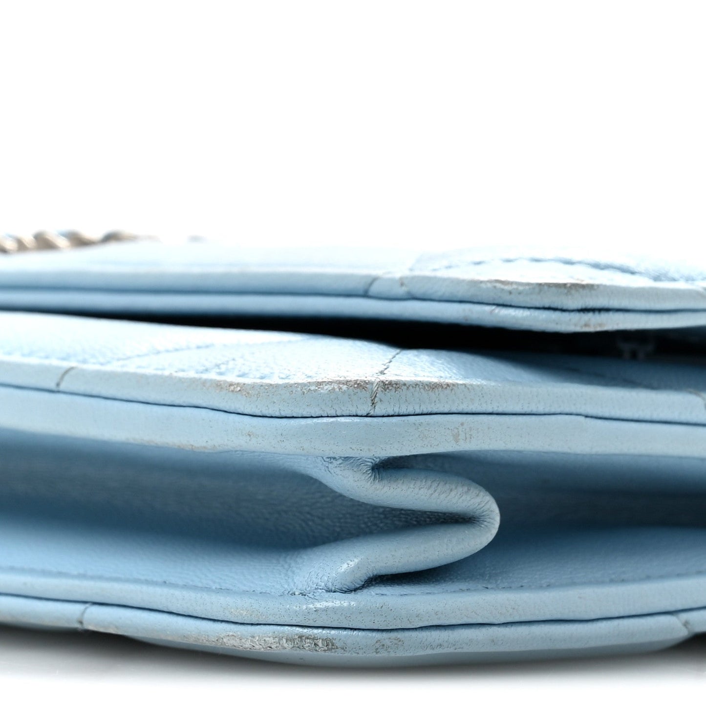 Lambskin Quilted Chanel 19 Wallet On Chain WOC Light Blue
