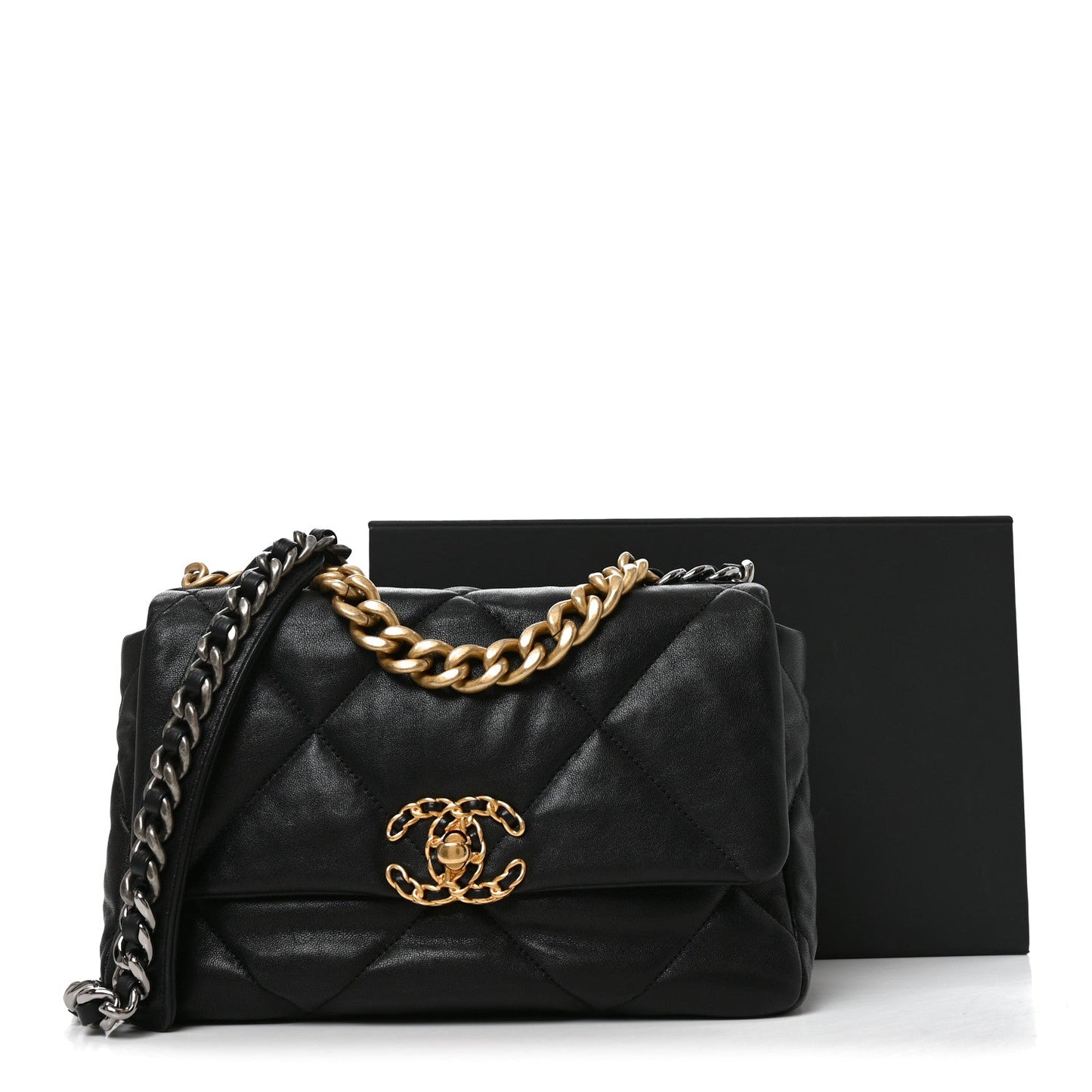Goatskin Quilted Medium Chanel 19 Flap Black