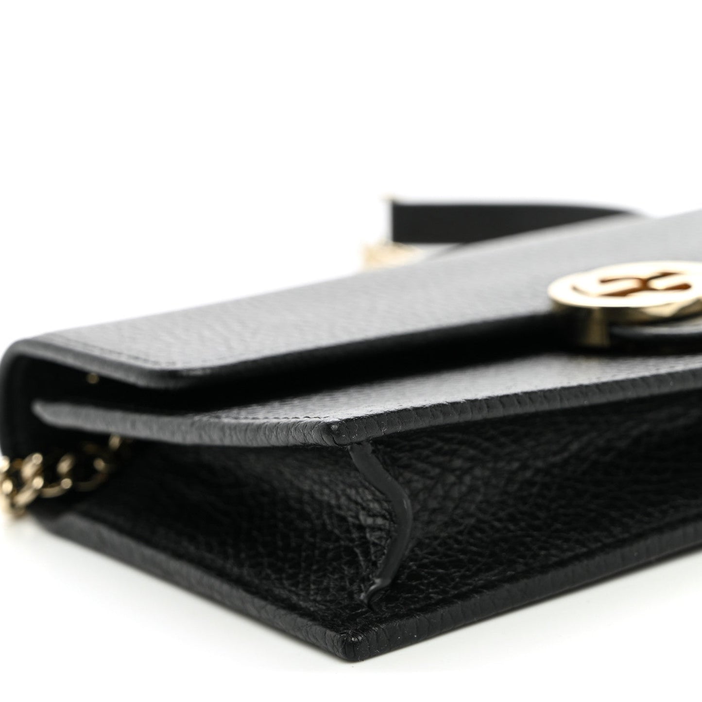 Dollar Calfskin Interlocking G Chain Wallet Black