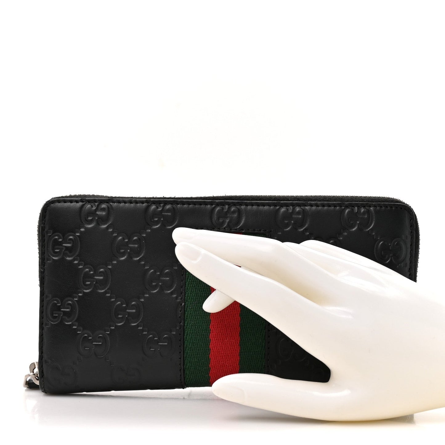 Guccissima Web Zip Around Wallet Black