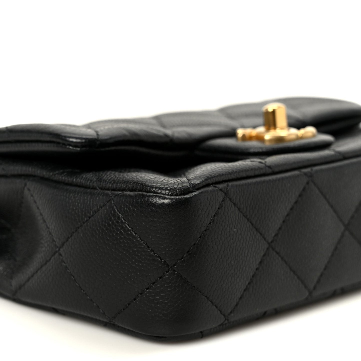 Caviar Quilted Mini Sweetheart Rectangular Flap Black