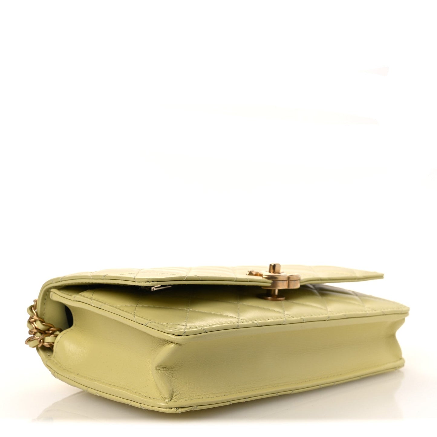 Calfskin Quilted Perfect Fit Wallet On Chain WOC Yellow